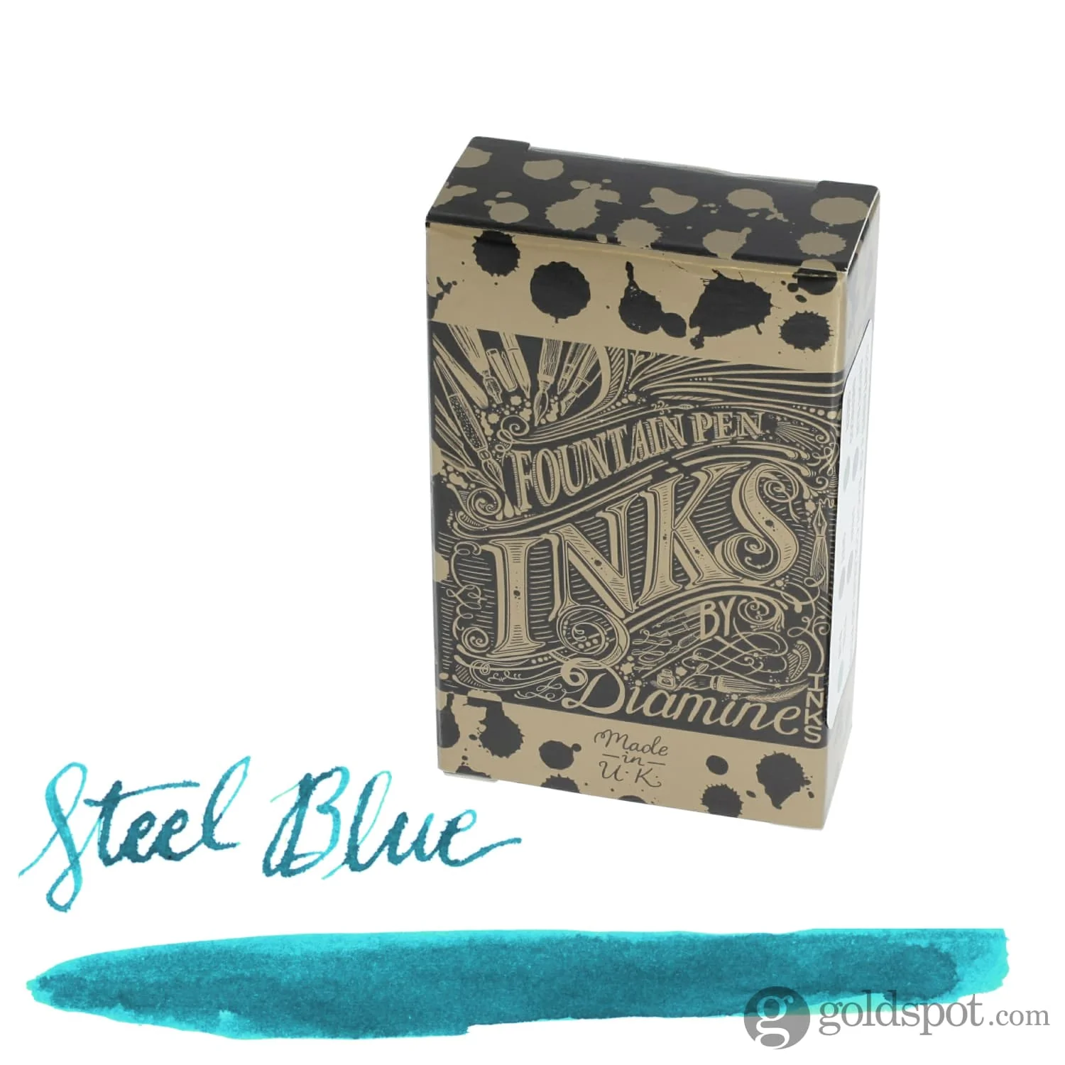 Diamine Classic Bottled Ink and Cartridges in Steel Blue Ocean Teal - Image 4
