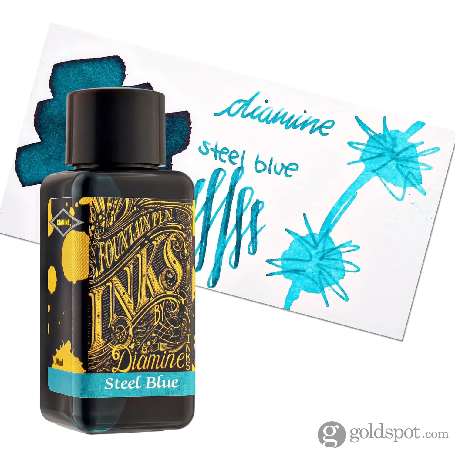 Diamine Classic Bottled Ink and Cartridges in Steel Blue Ocean Teal - Image 6