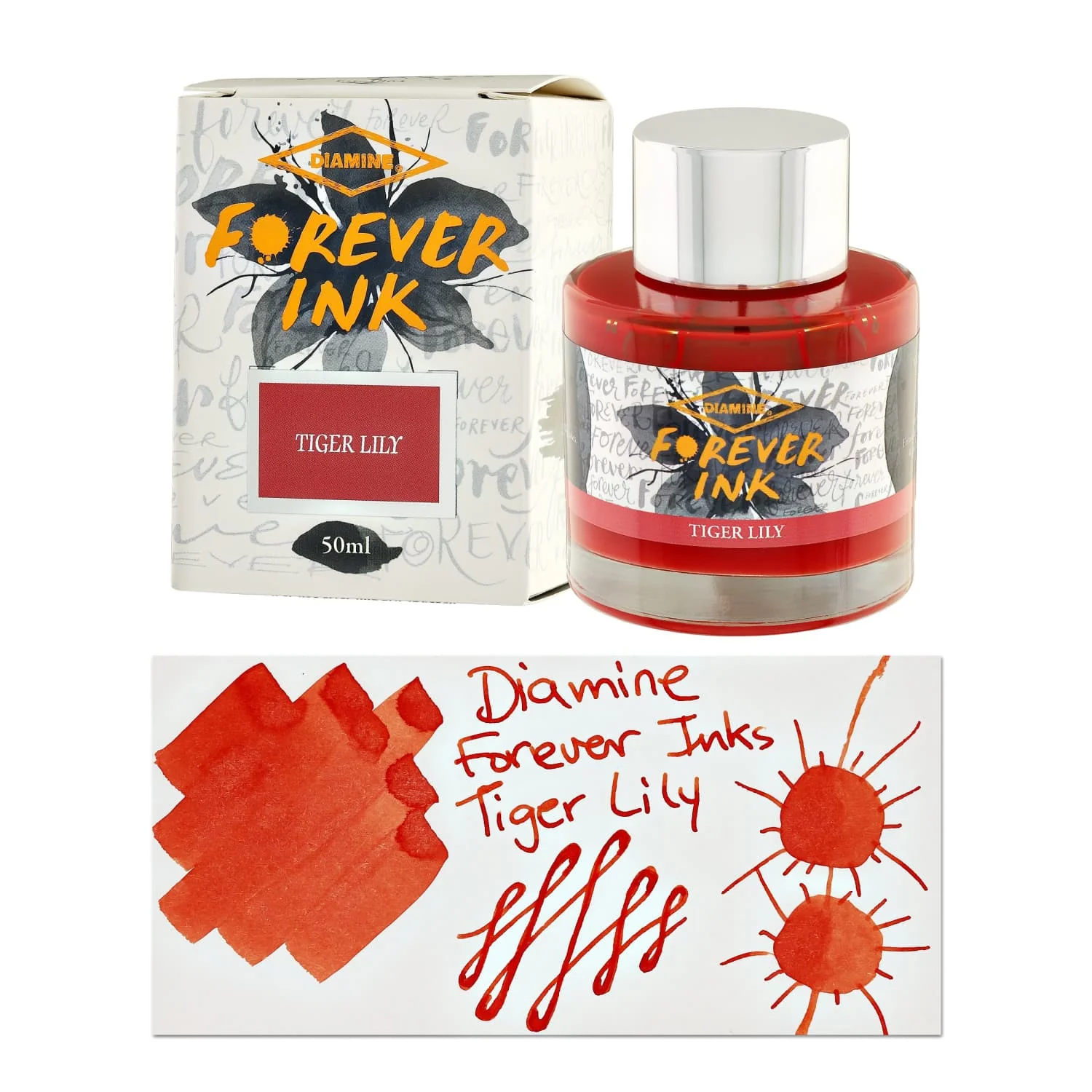 Diamine Forever Ink Bottled Ink in Tiger Lily - 50 ml