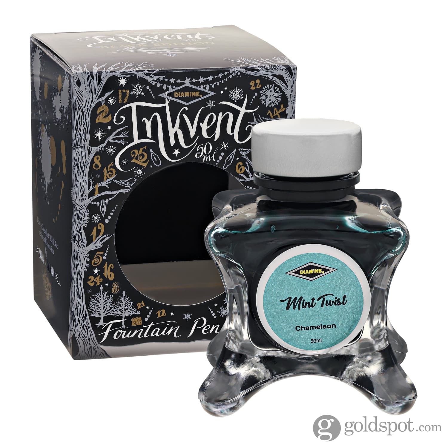 Diamine Inkvent Black Edition Chameleon & Shimmer Bottled Ink in Mint Twist - 50 mL - Image 4