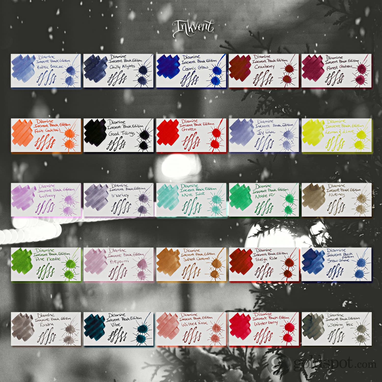 Diamine Inkvent Black Edition Chameleon & Shimmer Bottled Ink in Winter Berry - 50 mL - Image 3