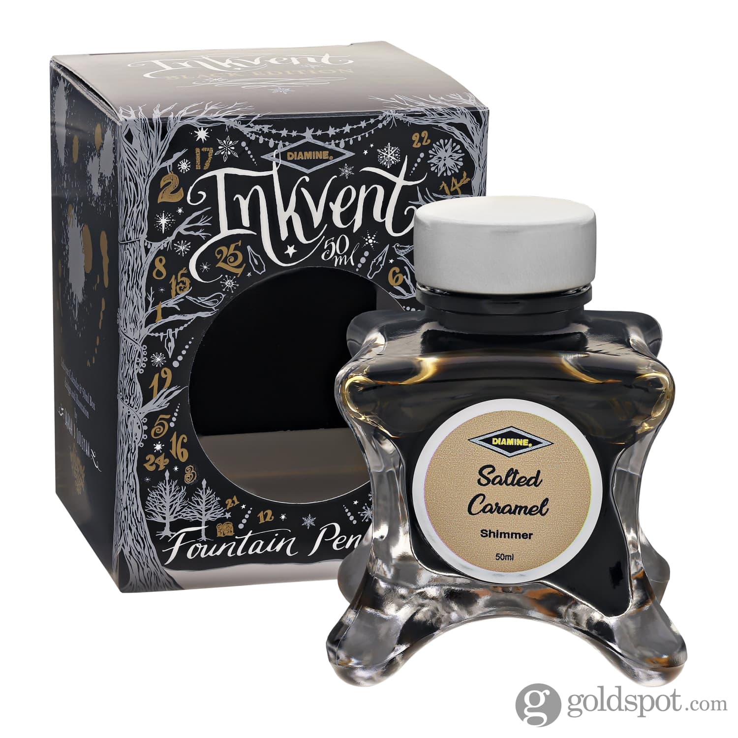 Diamine Inkvent Black Edition Shimmer Bottled Ink in Salted Caramel - 50 mL - Image 4