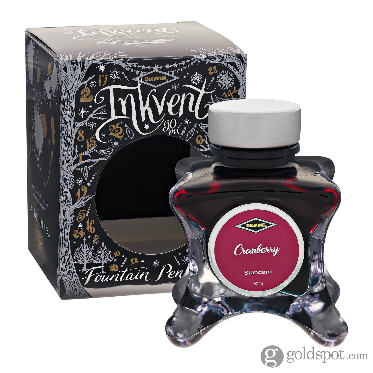 Diamine Inkvent Black Edition Standard Bottled Ink in Cranberry - 50 mL - Image 4