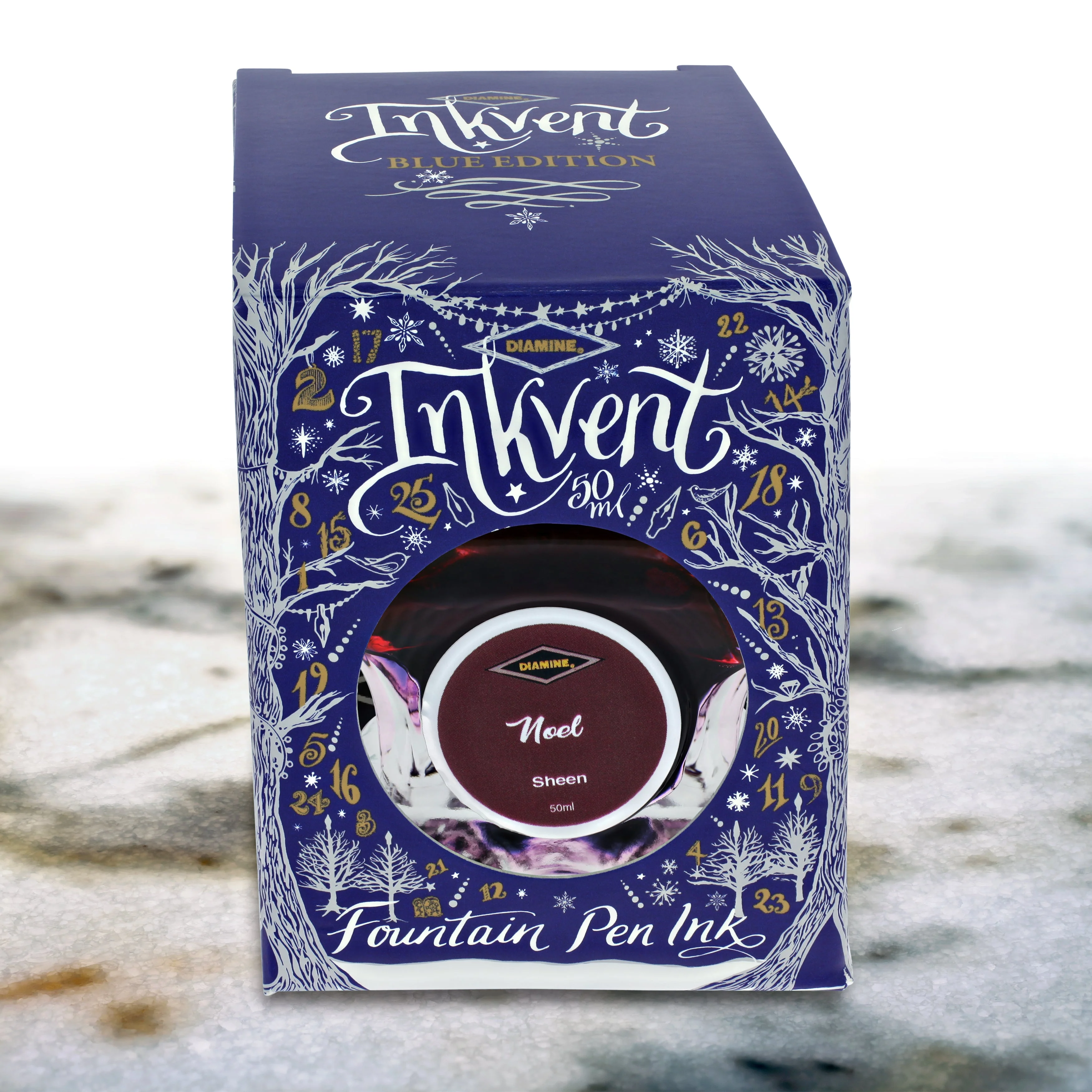 Diamine Inkvent Blue Edition Sheen Bottled Ink in Noel - 50 mL - Image 3