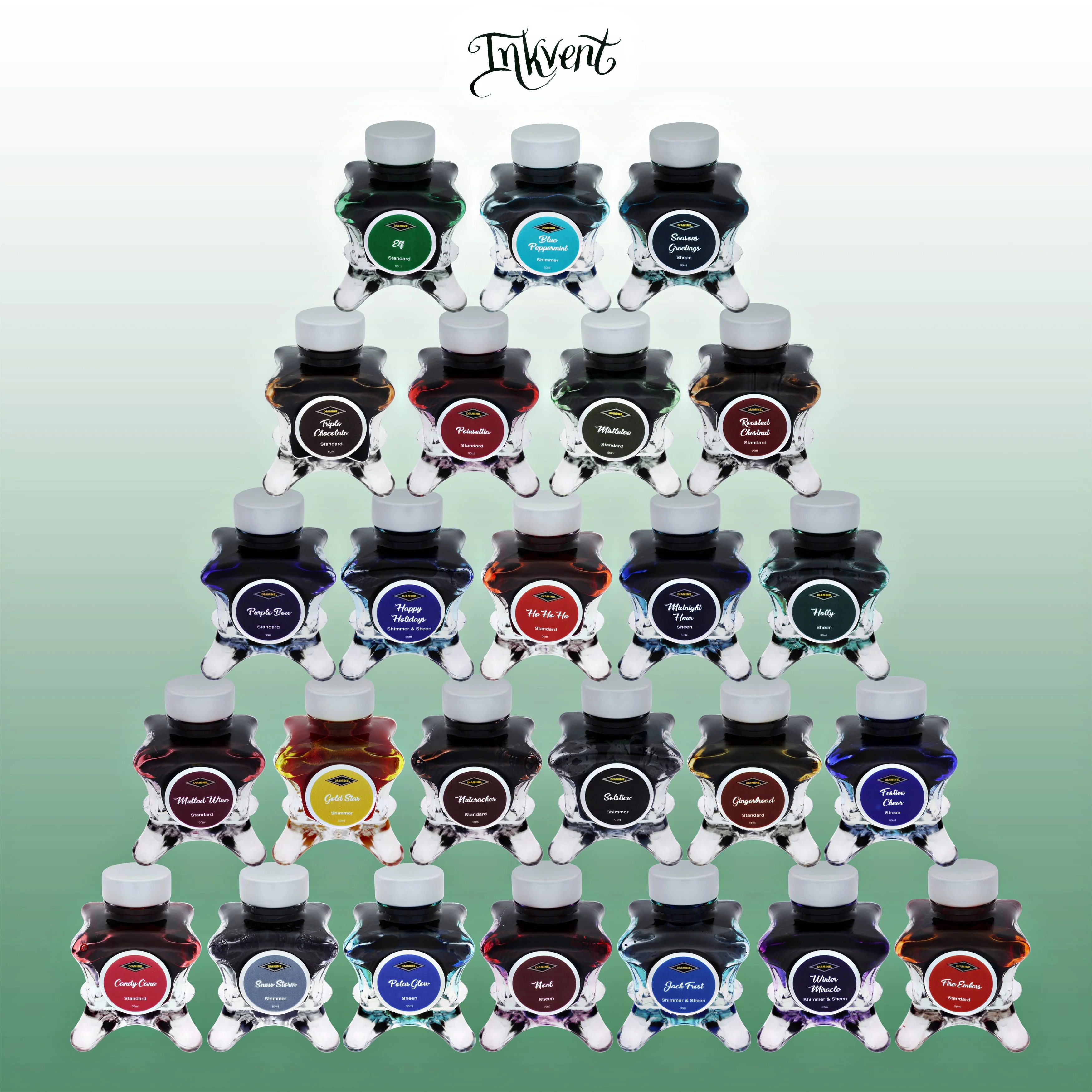 Diamine Inkvent Blue Edition Sheen Bottled Ink in Noel - 50 mL - Image 4