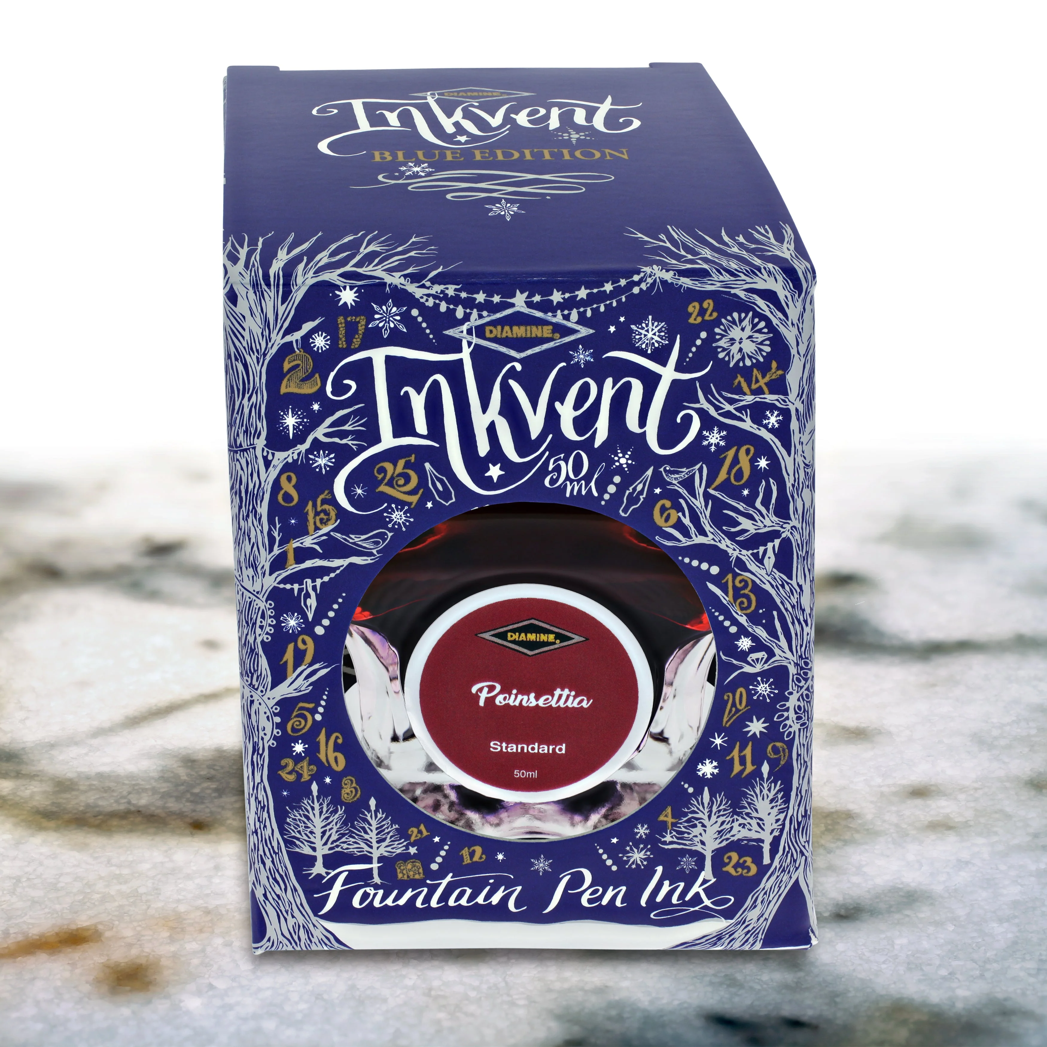 Diamine Inkvent Blue Edition Standard Bottled Ink in Poinsettia - 50 mL - Image 3