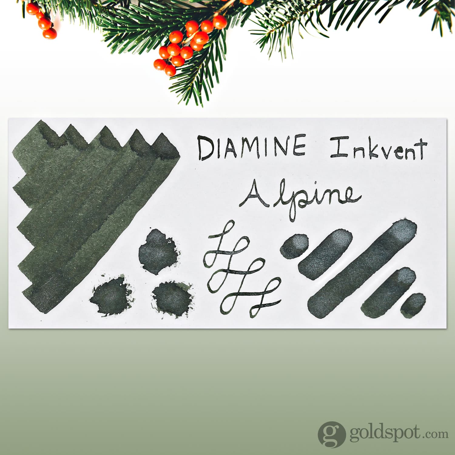 Diamine Inkvent Green Edition Shimmer Bottled Ink in Alpine - 50 mL - Image 2