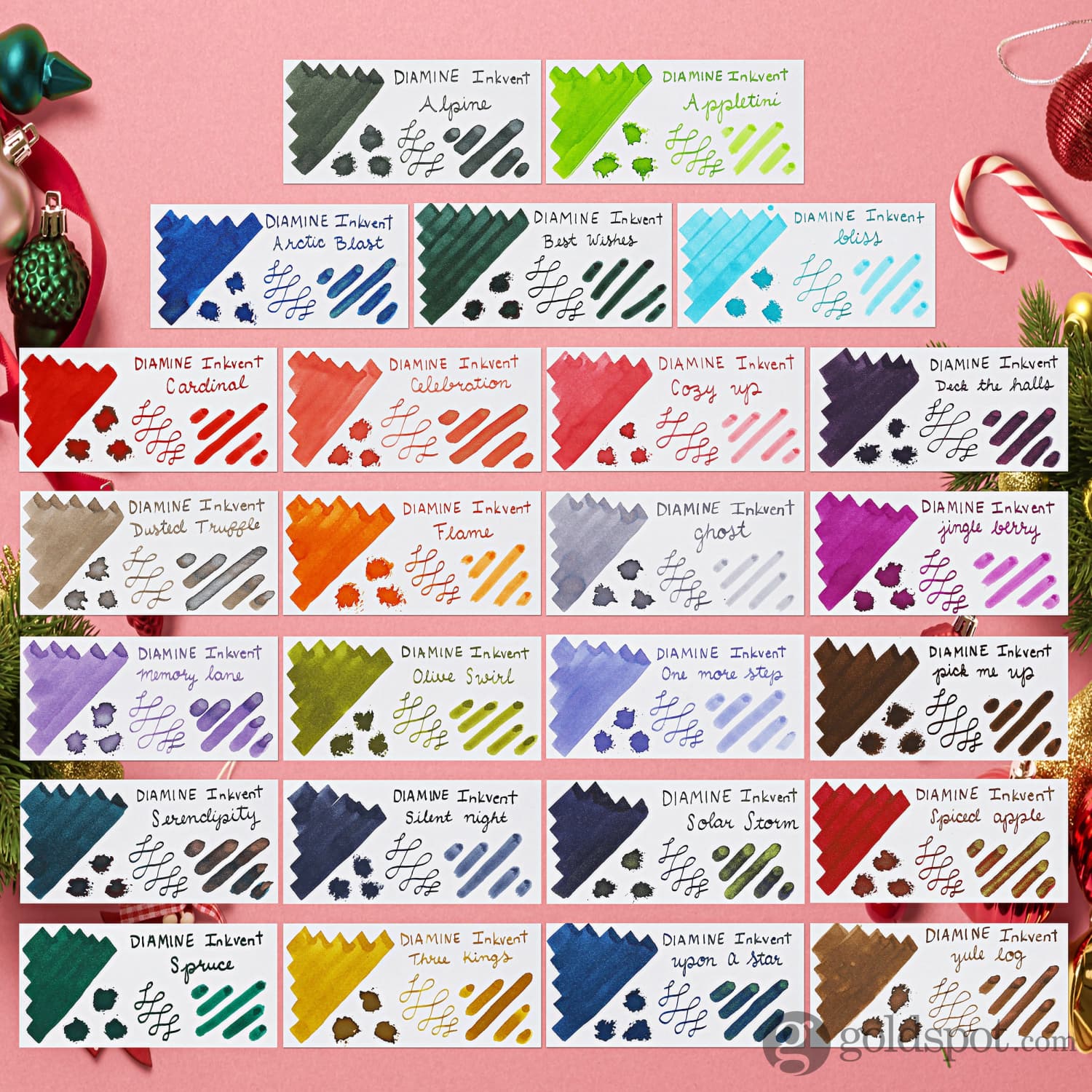 Diamine Inkvent Green Edition Shimmer Bottled Ink in Celebration - 50 mL - Image 3