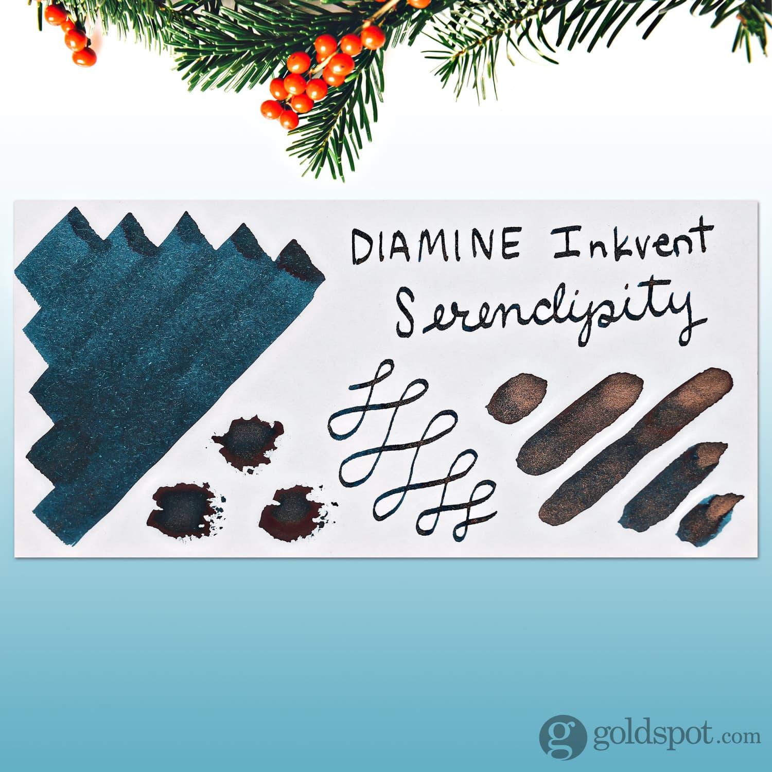 Diamine Inkvent Green Edition Shimmer & Sheen Bottled Ink in Serendipity - 50 mL - Image 2