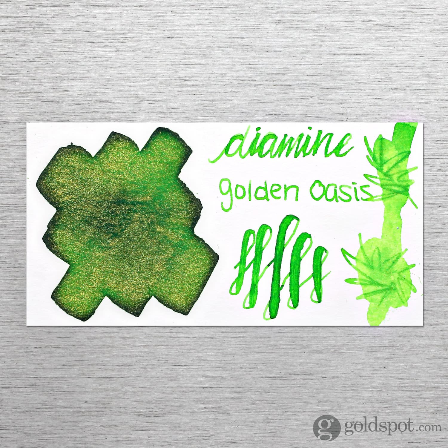 Diamine Shimmer Bottled Ink in Golden Oasis Green - 50 mL - Image 2