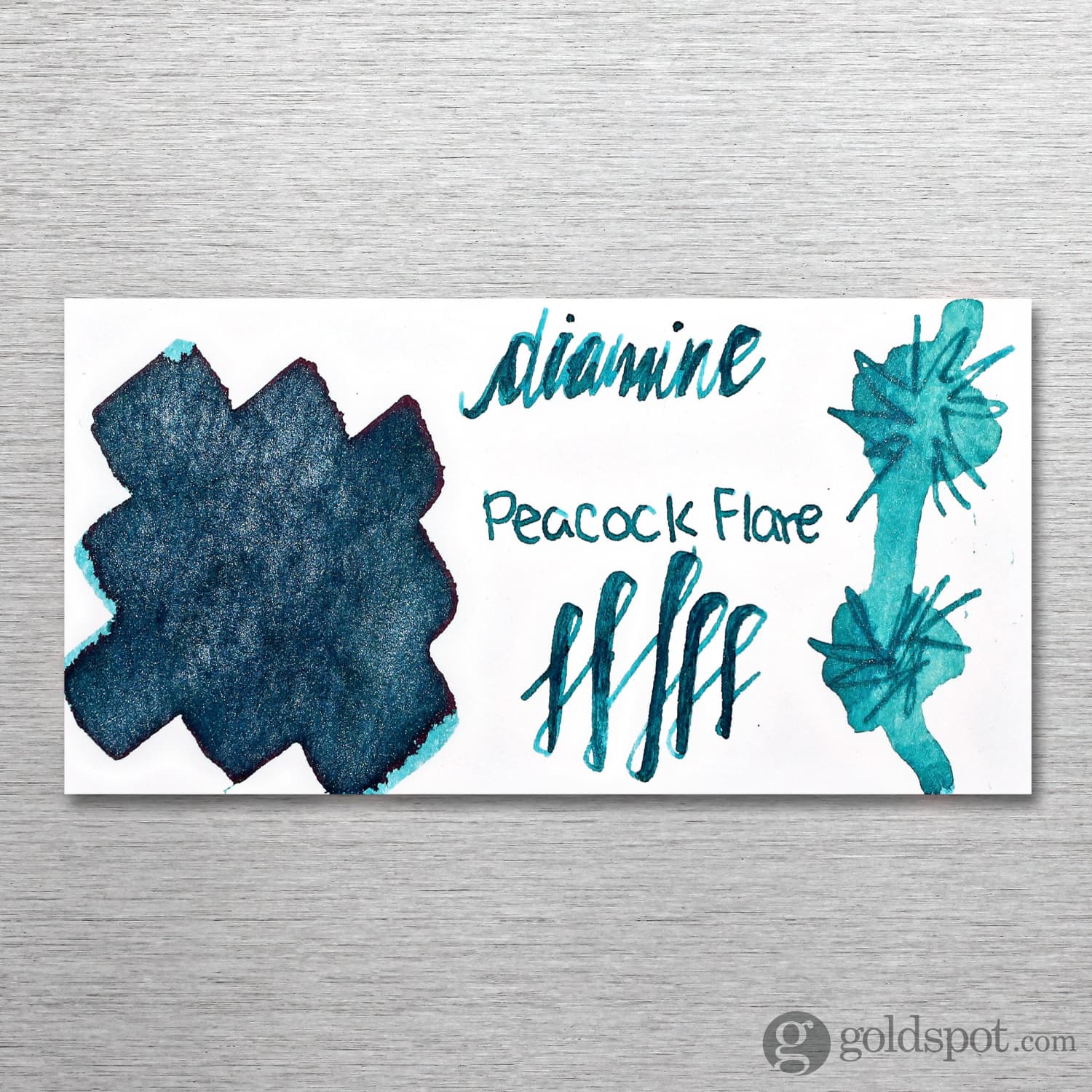 Diamine Shimmer Bottled Ink in Peacock Flare Silver - 50 mL - Image 2