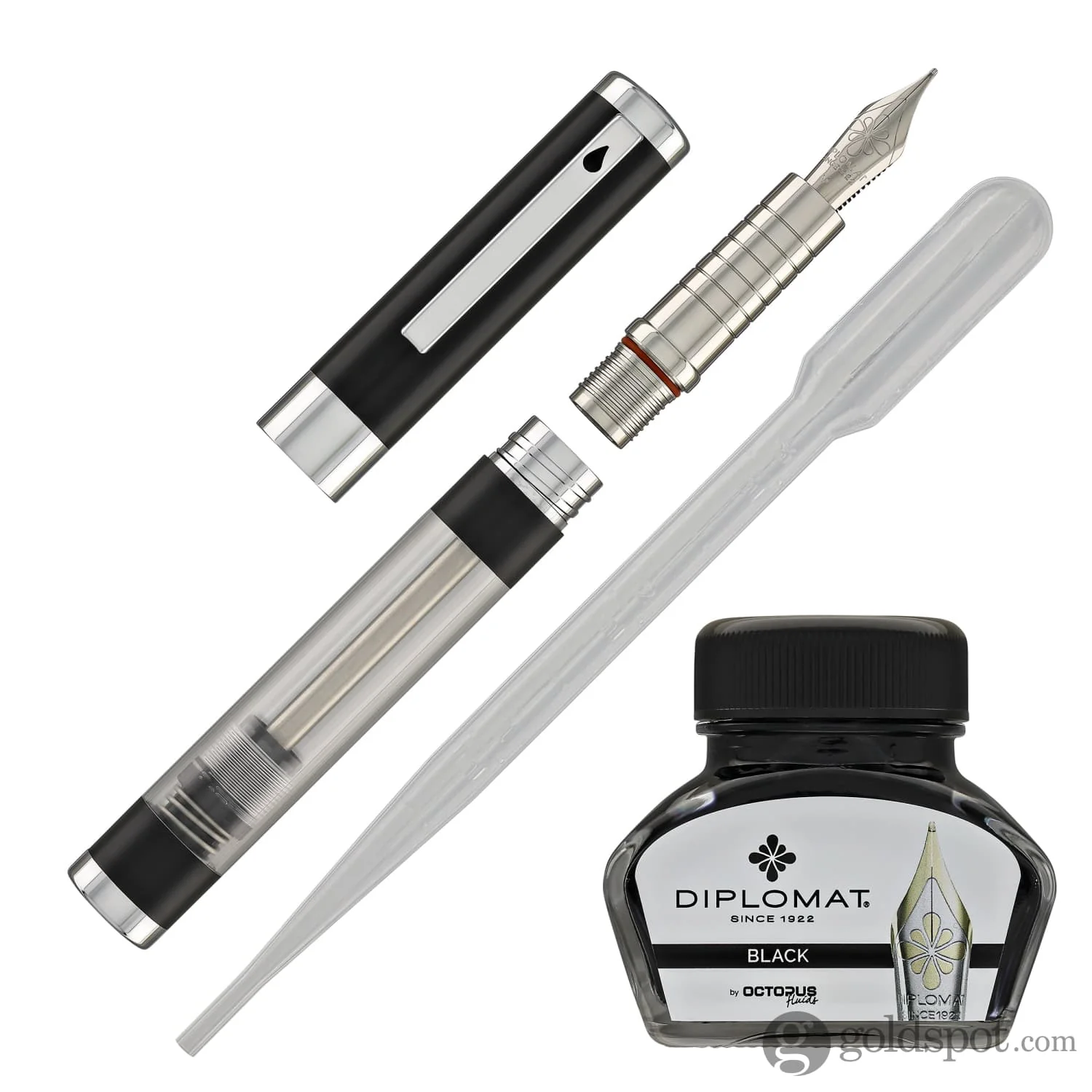 Diplomat Nexus Demo Fountain Pen in Black/Chrome - Image 7