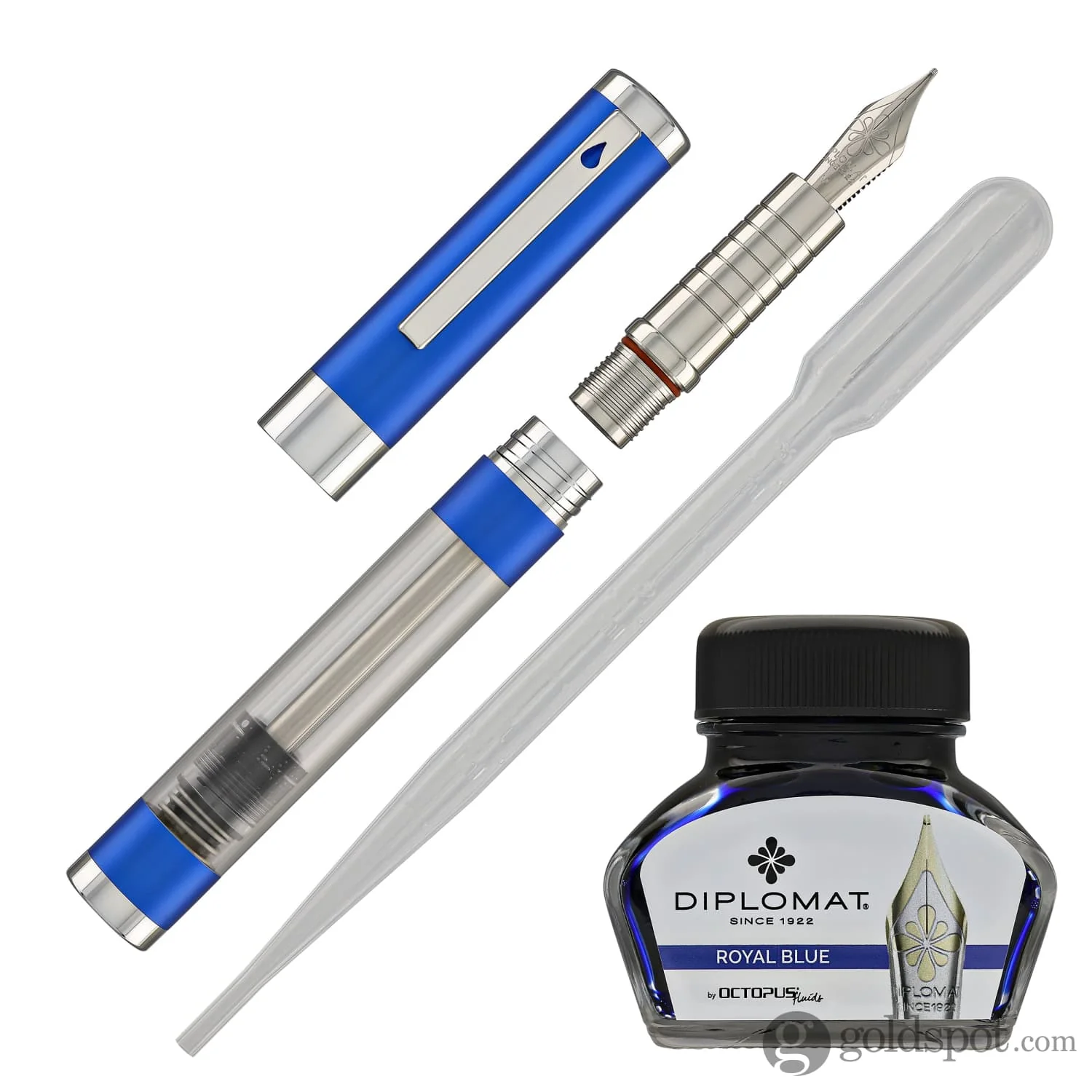 Diplomat Nexus Demo Fountain Pen in Blue/Chrome - Image 7