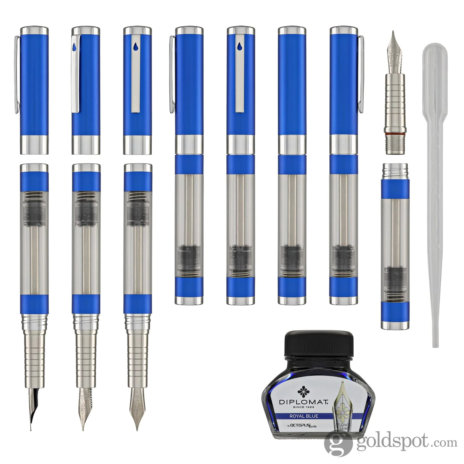 Diplomat Nexus Demo Fountain Pen in Blue/Chrome - Image 8