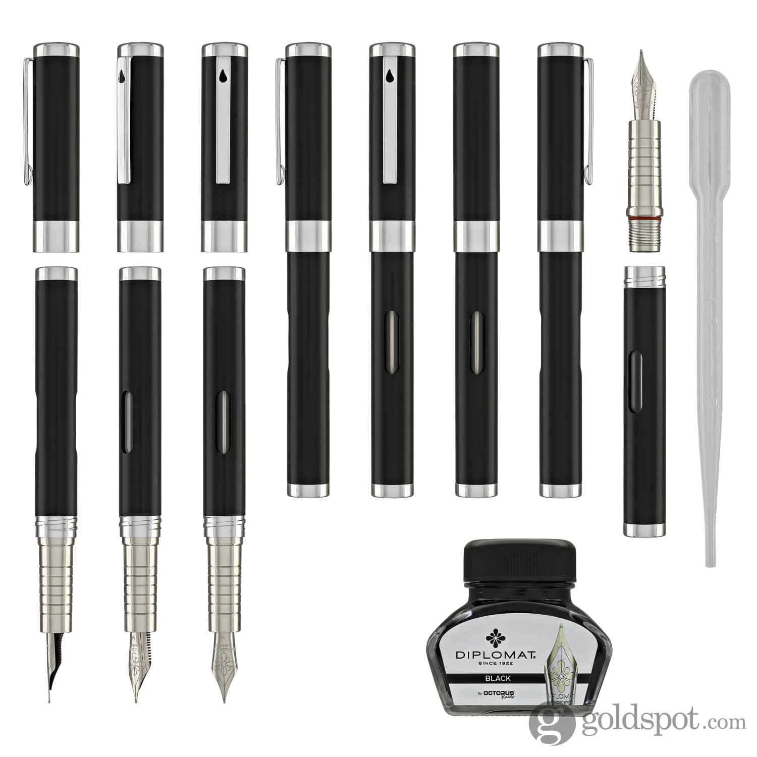 Diplomat Nexus Fountain Pen in Black/Chrome - Image 8