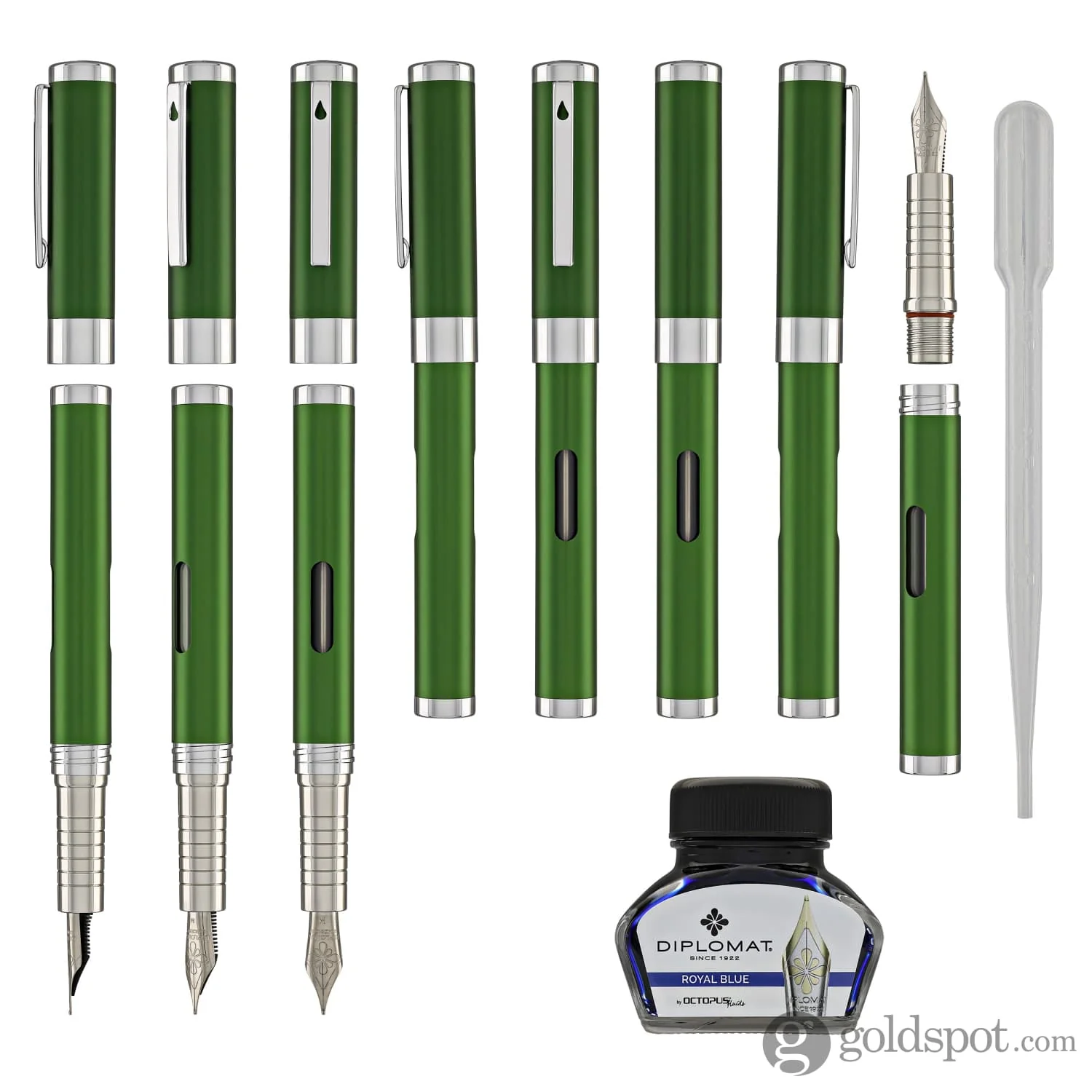 Diplomat Nexus Fountain Pen in Green/Chrome - Image 8
