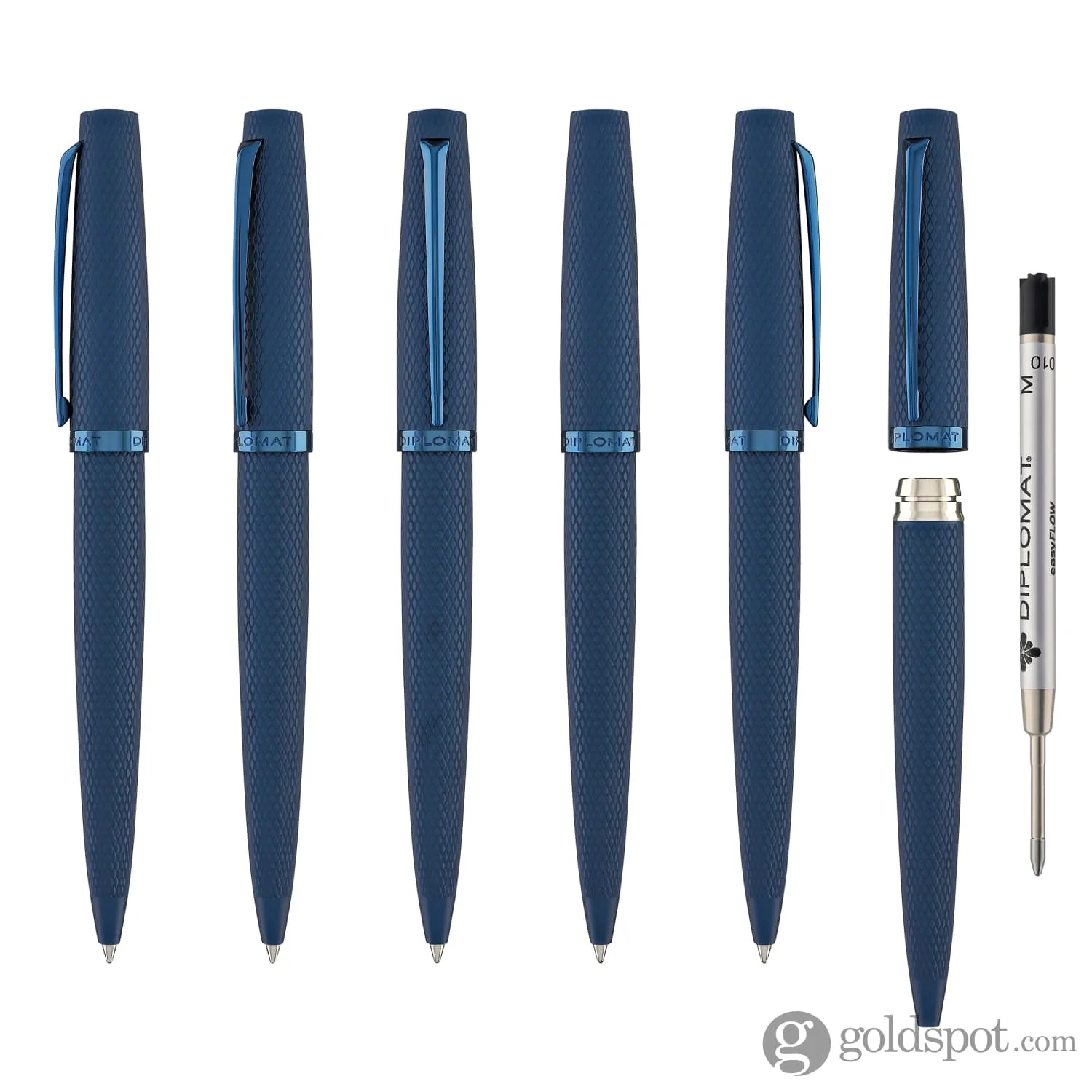 Diplomat Viper Ballpoint Pen in Blue Guilloche - Image 6