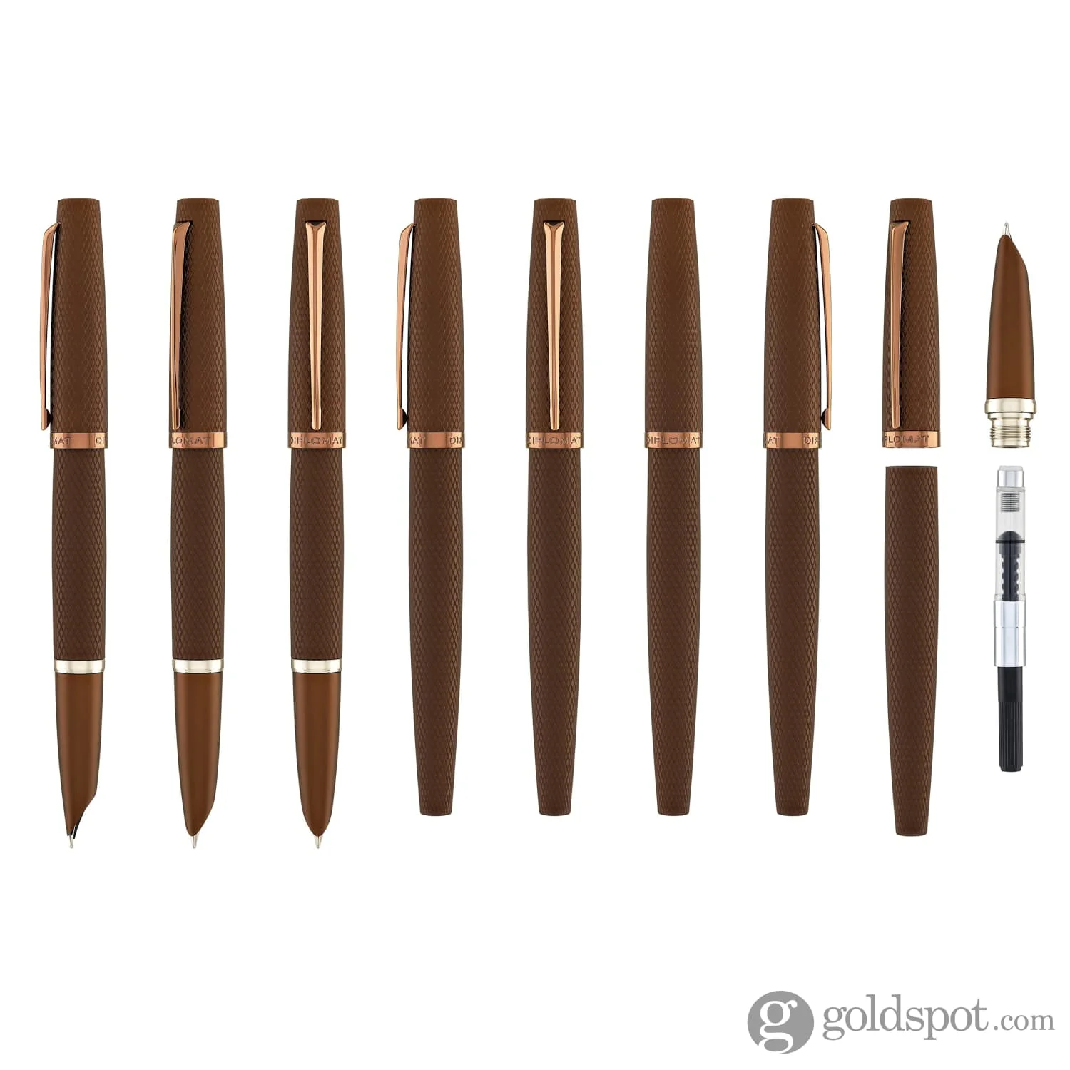 Diplomat Viper Fountain Pen Fine/Medium in Brown Guilloche - Image 9