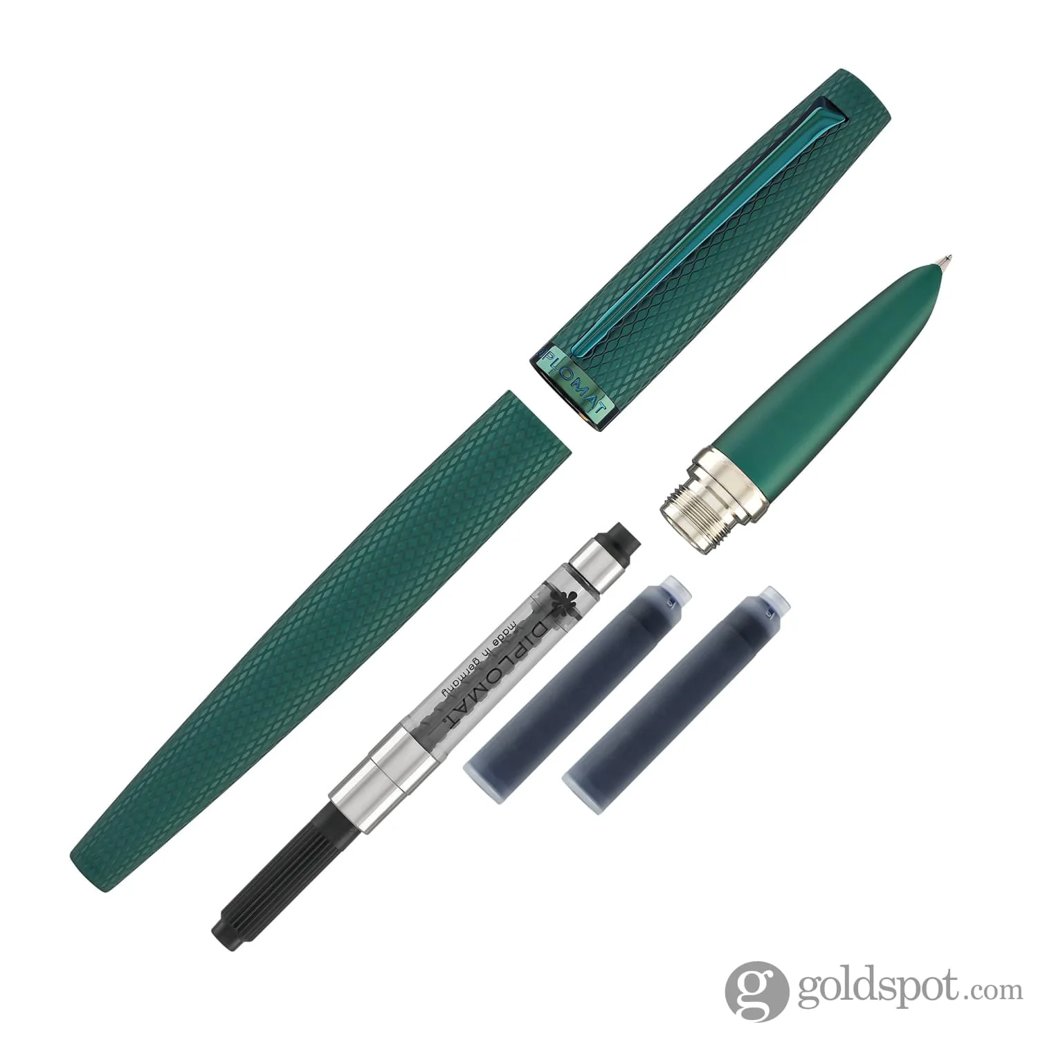 Diplomat Viper Fountain Pen Fine/Medium in Green Guilloche - Image 7