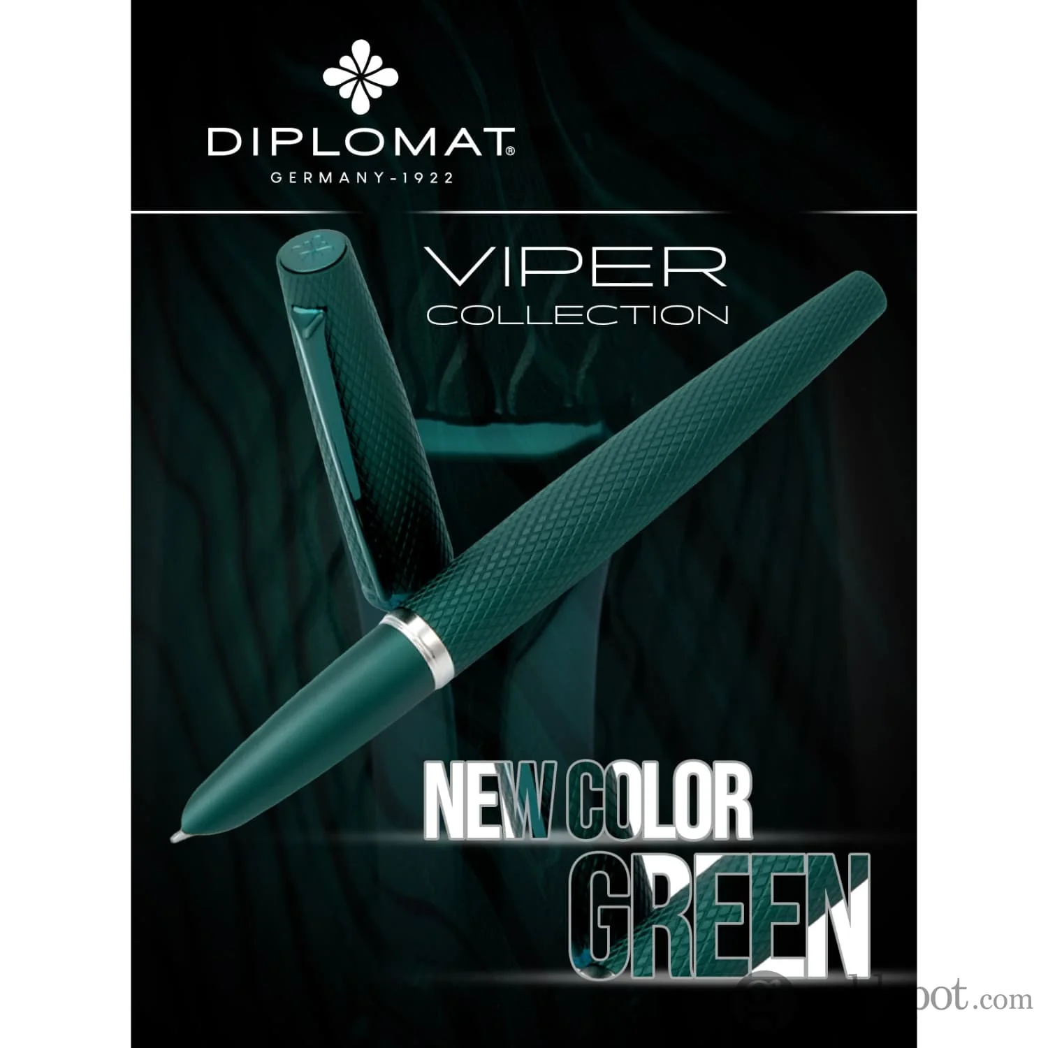 Diplomat Viper Fountain Pen Fine/Medium in Green Guilloche - Image 9