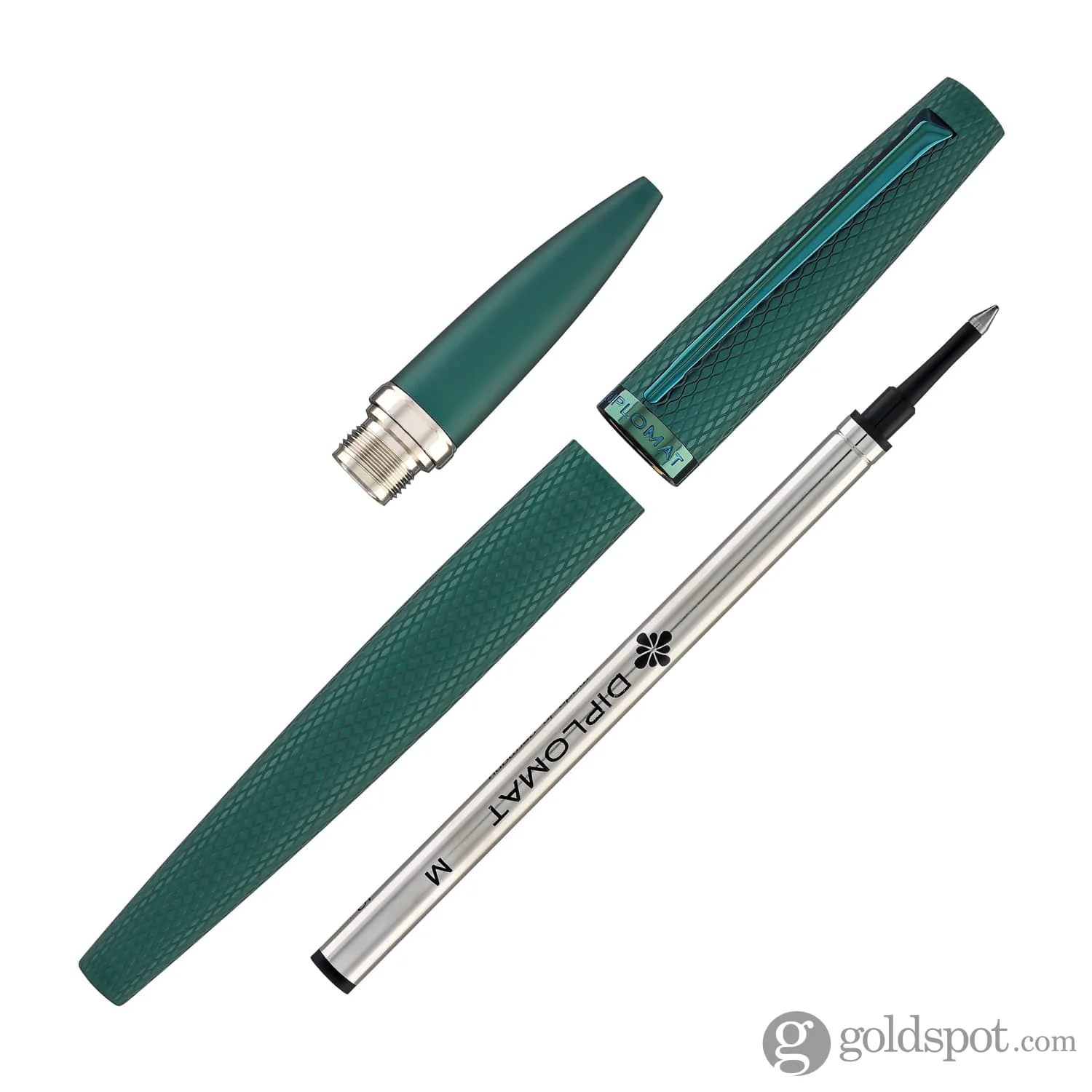 Diplomat Viper Rollerball Pen in Green Guilloche - Image 7