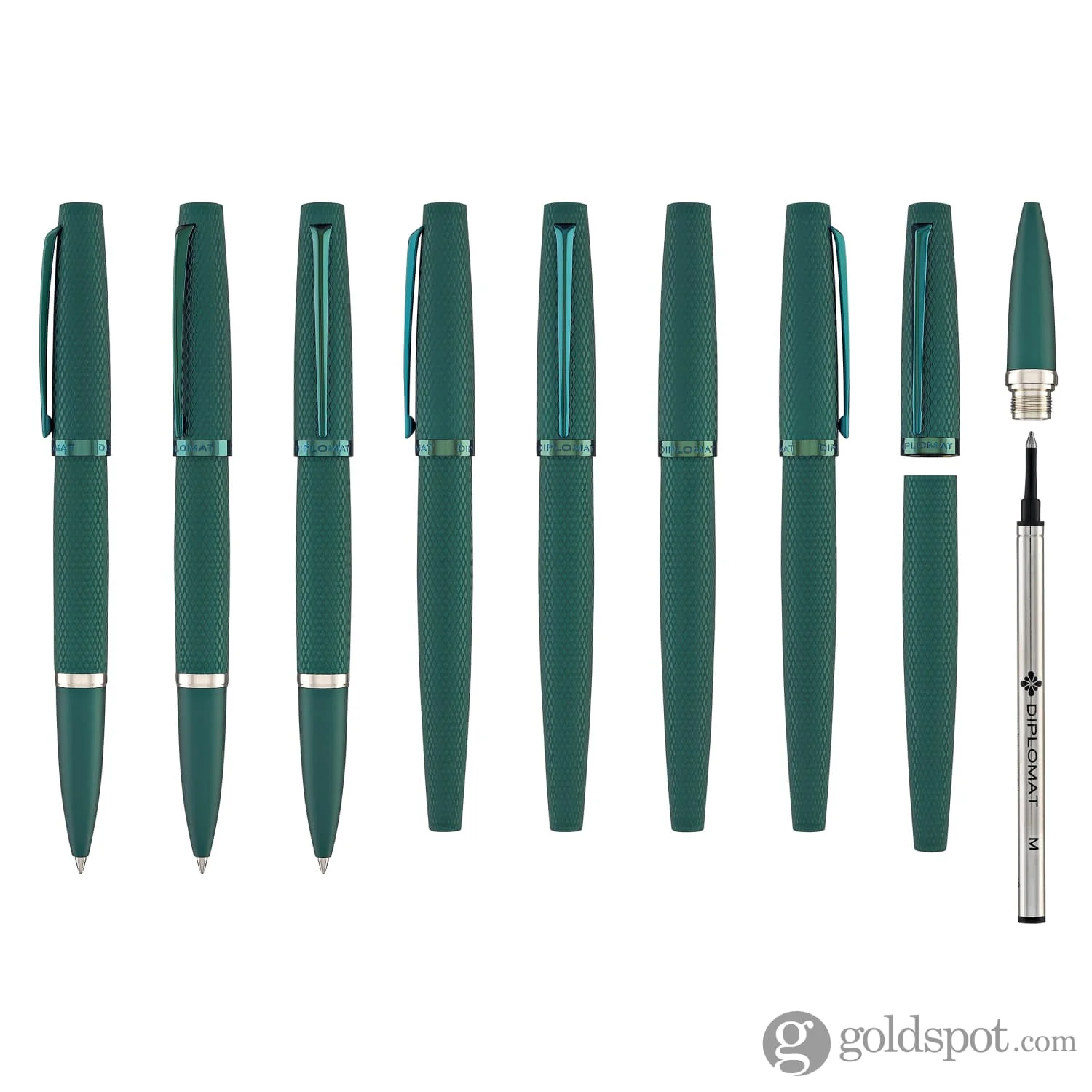 Diplomat Viper Rollerball Pen in Green Guilloche - Image 8