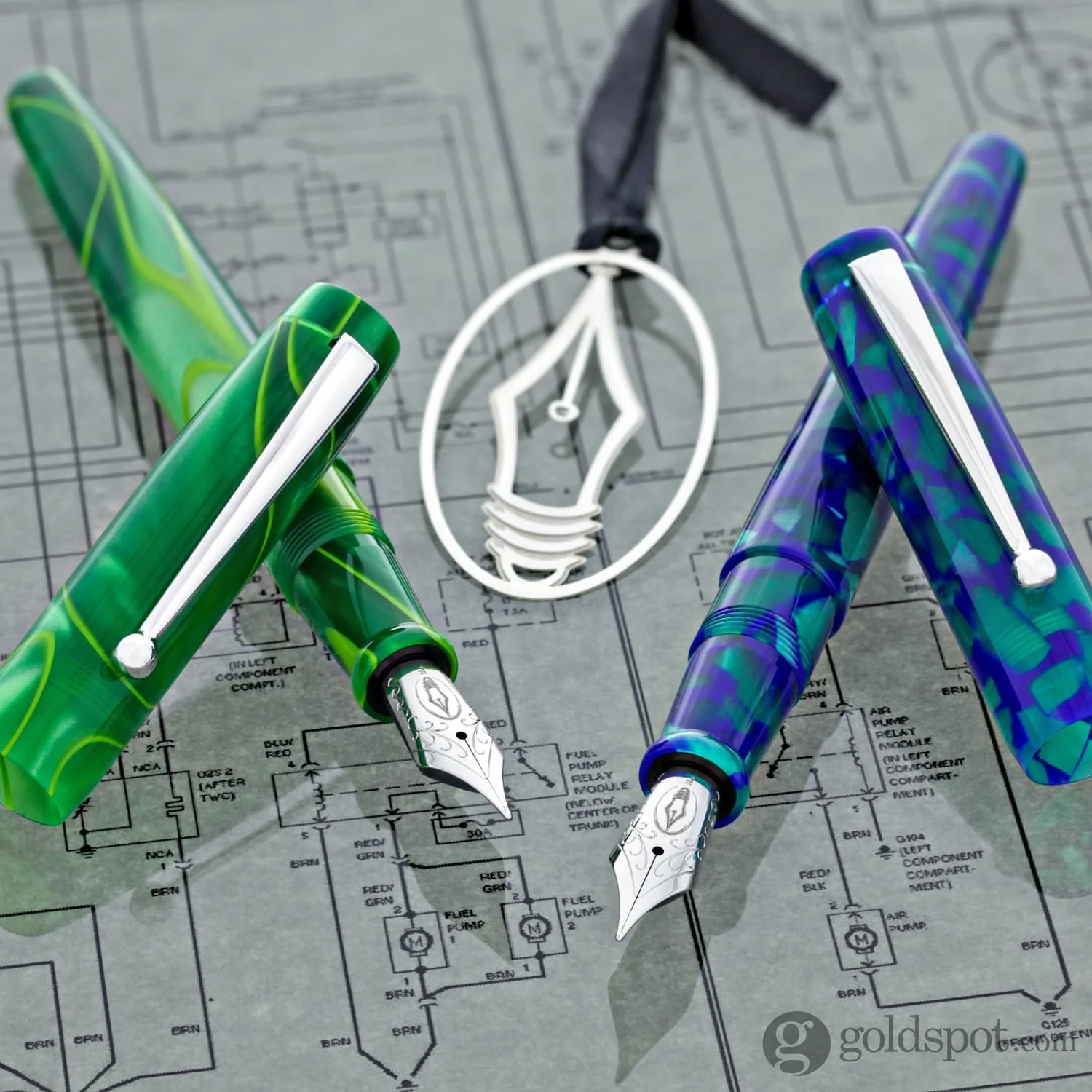 Edison x Goldspot Pens Newark Fountain Pen in AC High Voltage Green - Image 11