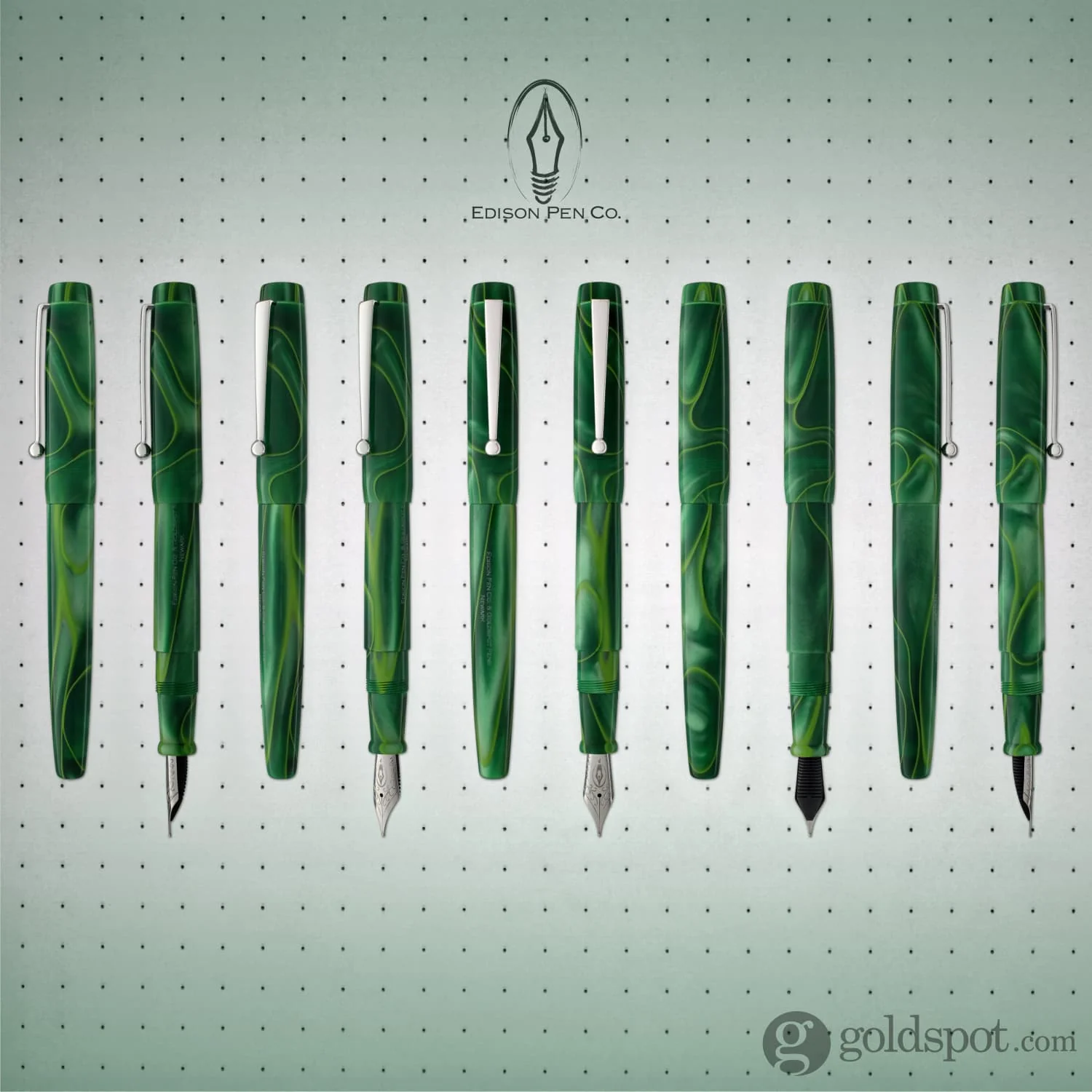 Edison x Goldspot Pens Newark Fountain Pen in AC High Voltage Green - Image 8
