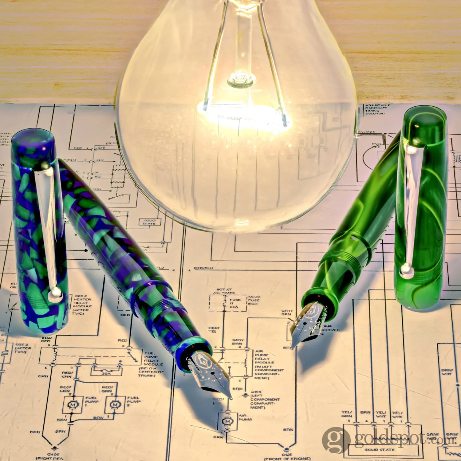 Edison x Goldspot Pens Newark Fountain Pen in AC High Voltage Green - Image 9