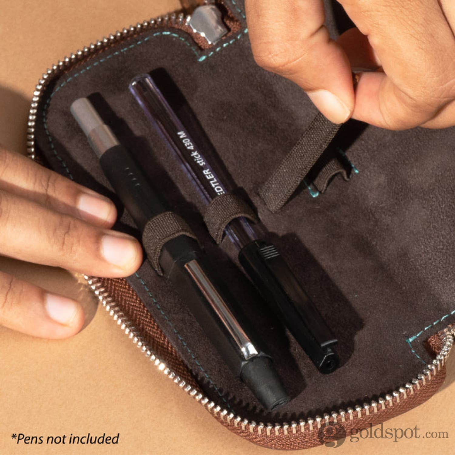 Endless Companion Leather Adjustable Pen Pouch - 2 Pens Brown - Image 5