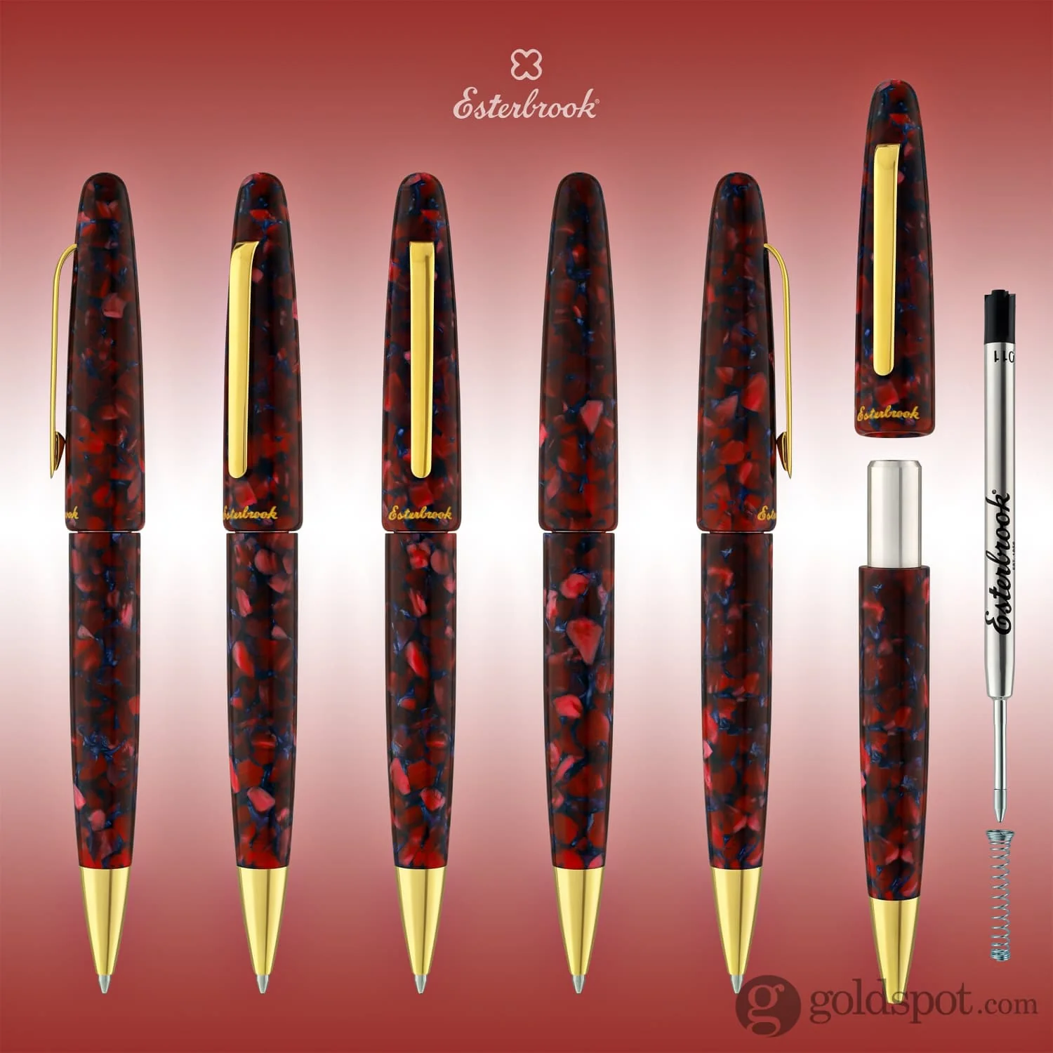 Esterbrook Estie Ballpoint Pen in Scarlet with Gold Trim - Image 7