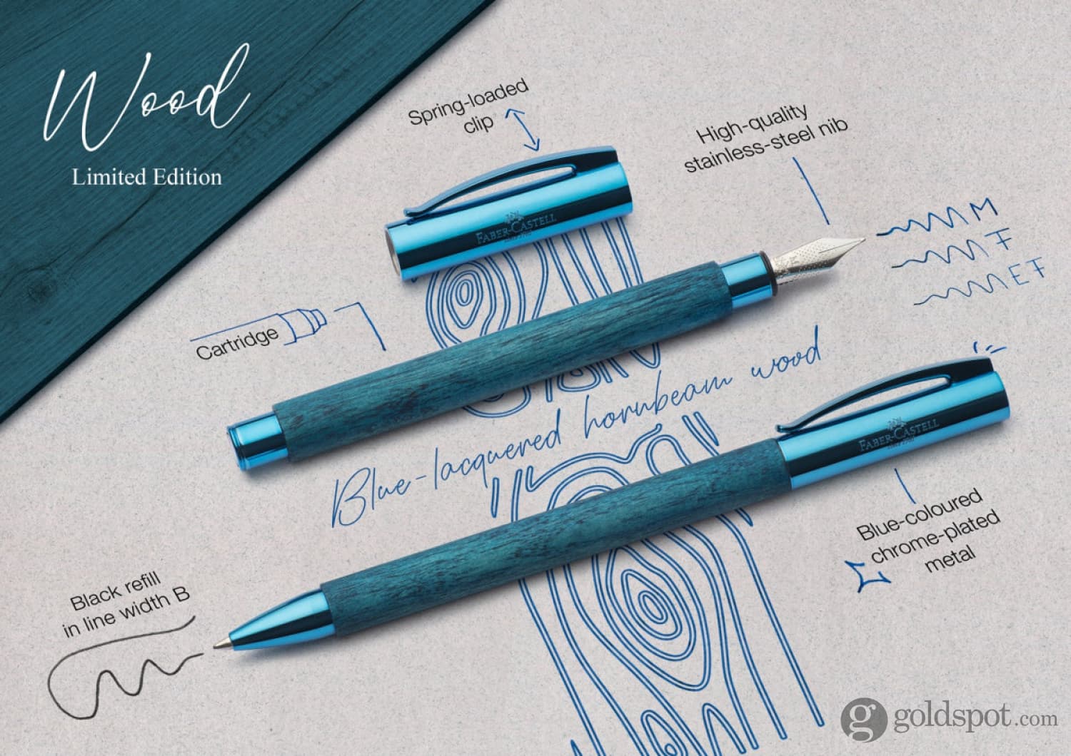 Faber-Castell Ambition Ballpoint Pen in Blue Wood - Limited Edition - Image 7