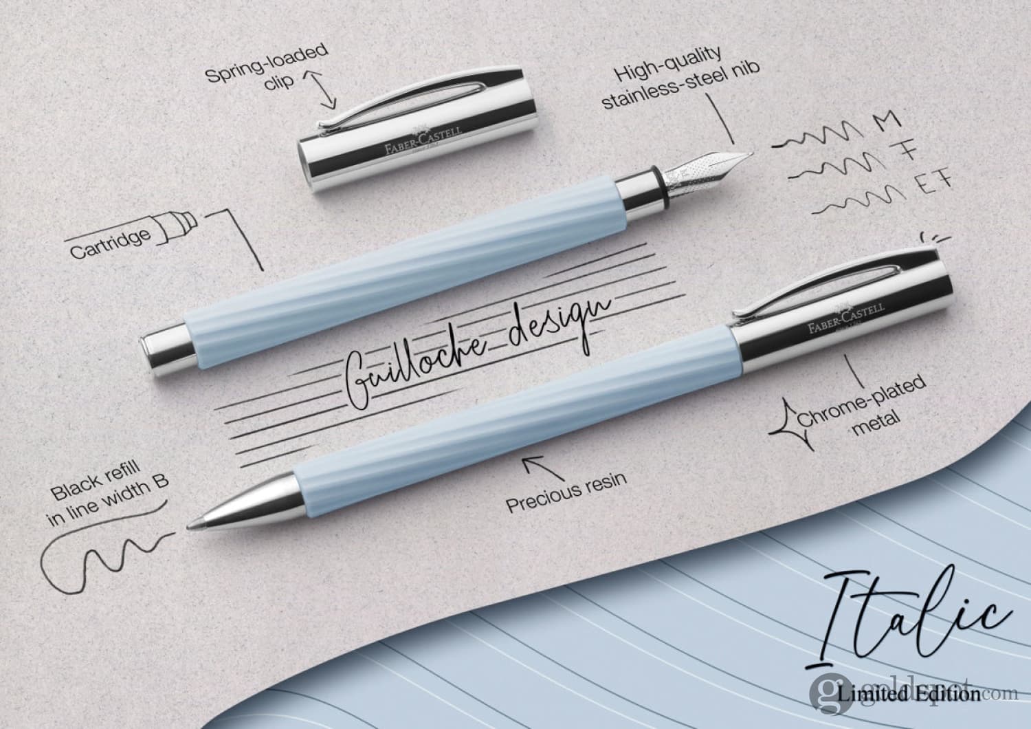 Faber-Castell Ambition Ballpoint Pen in Italic Ice Blue - Limited Edition - Image 7