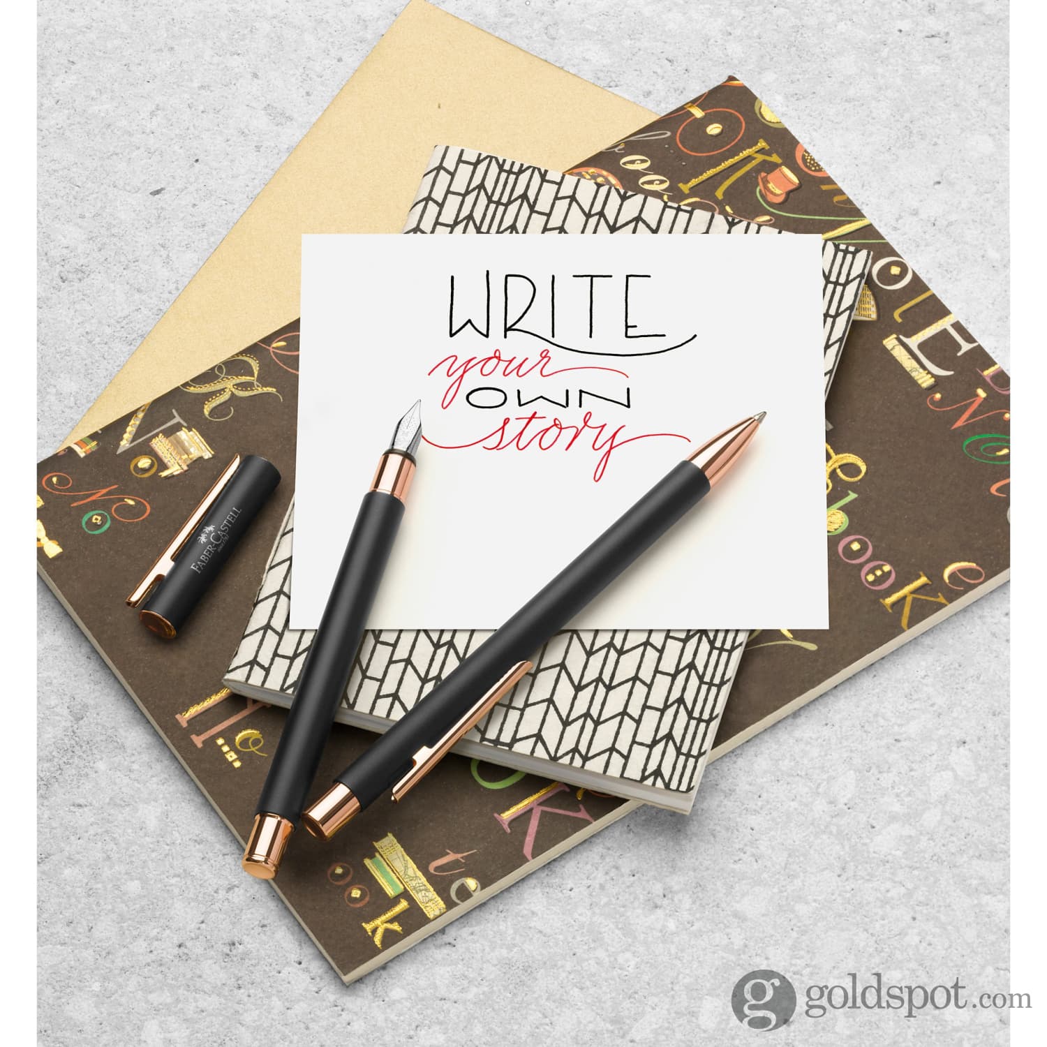 Faber-Castell Design Neo Slim Fountain Pen in Black Matte and Rose Gold - Image 4