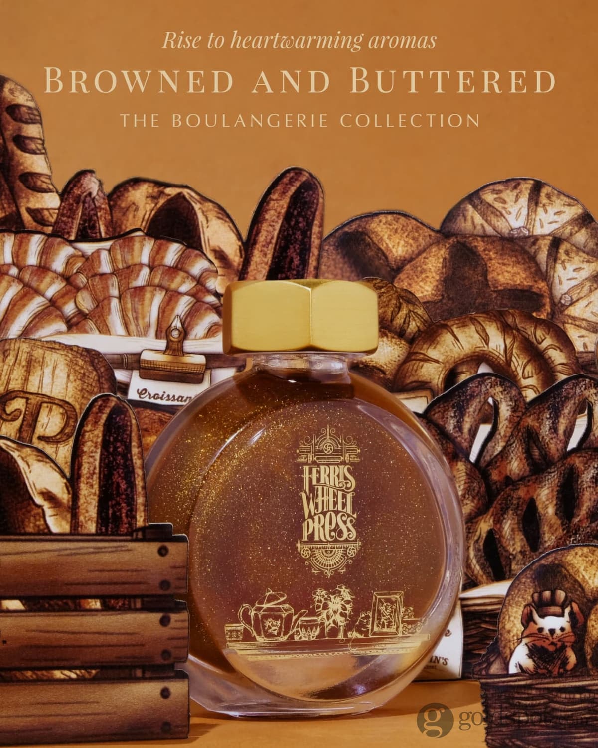 Ferris Wheel Press Shimmer Bottled Ink in Browned and Buttered - 38 mL - Image 3