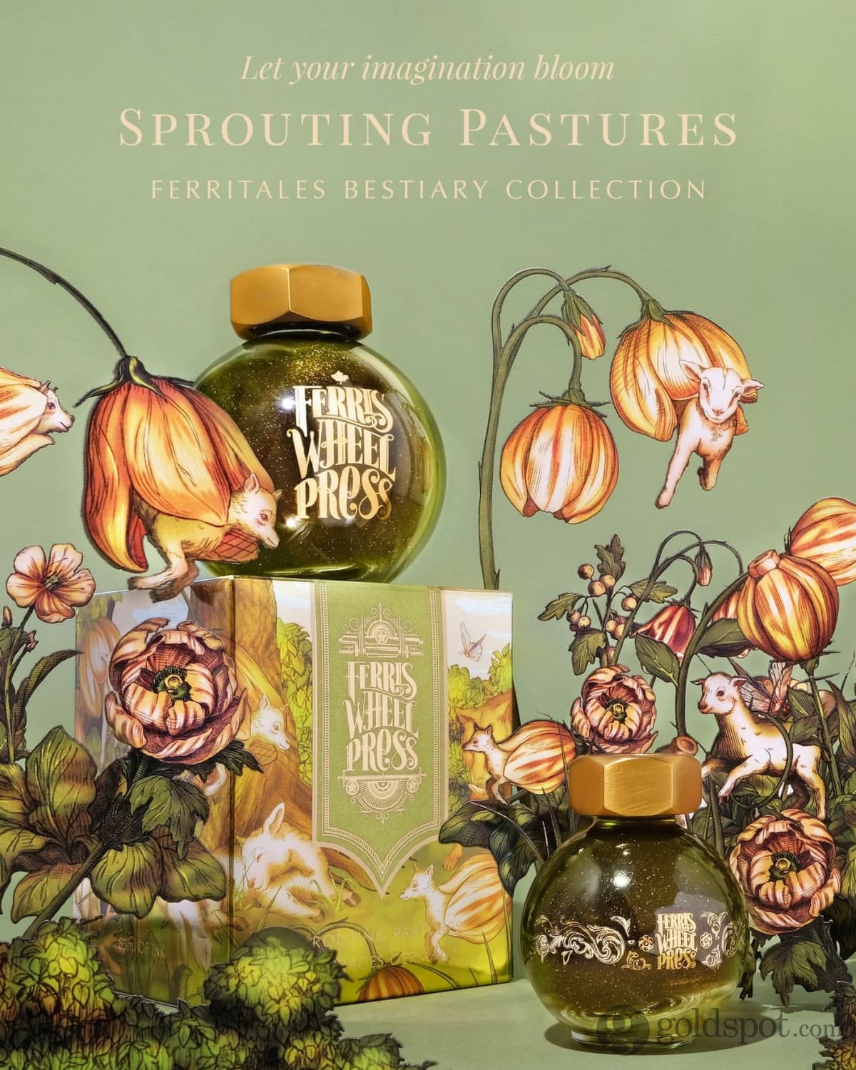 Ferris Wheel Press Shimmer Bottled Ink in Sprouting Pastures - 10 mL - Image 3
