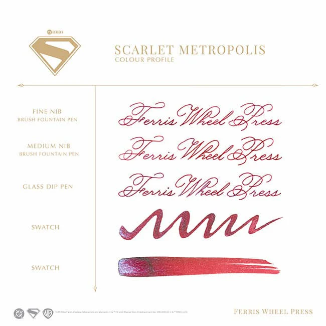 Ferris Wheel Press Superman Themed Bottled Ink in Scarlet Metropolis  - 28 mL - Image 5