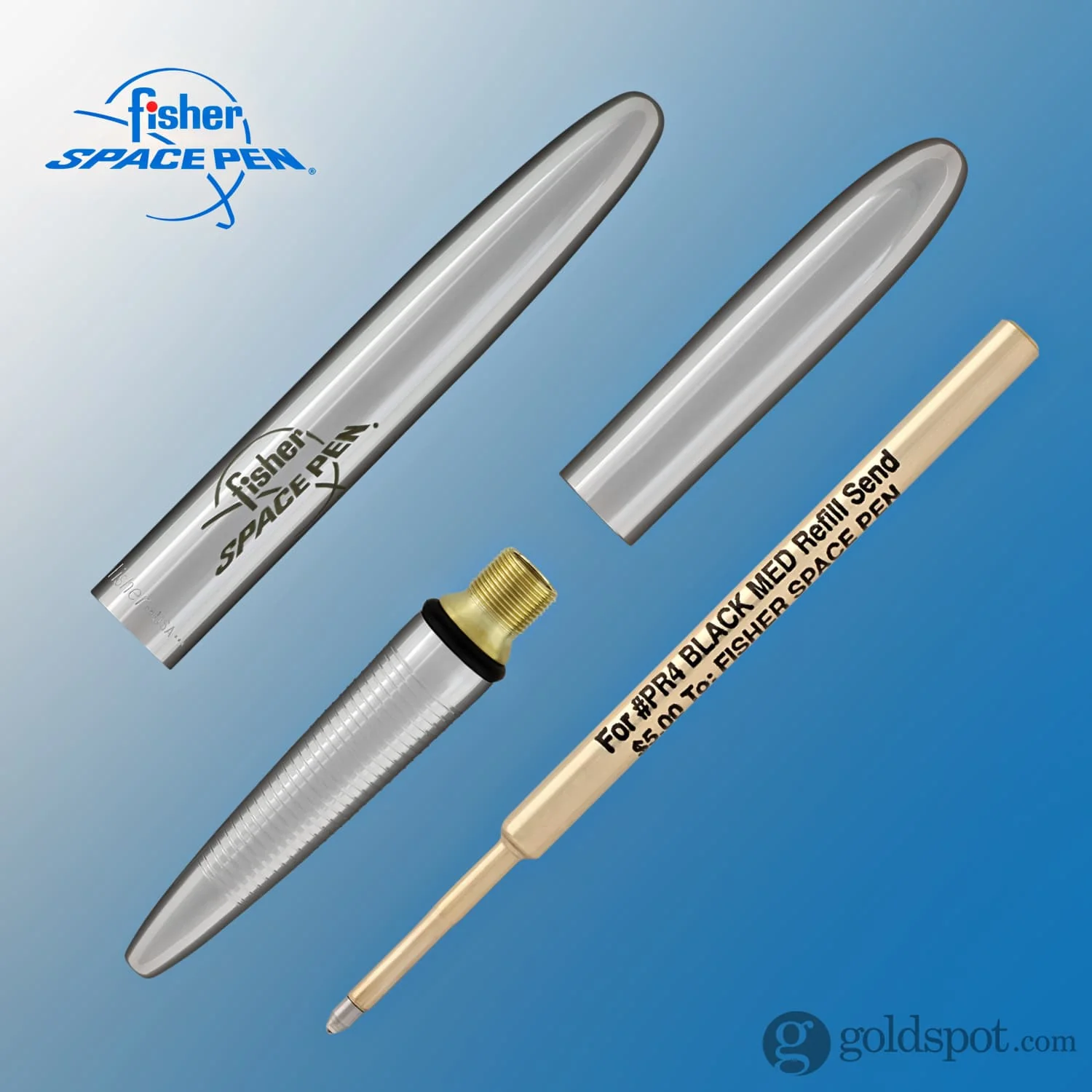 Fisher Space Pen Bullet Ballpoint Pen with Fisher Space Pen Logo in Chrome - Image 4