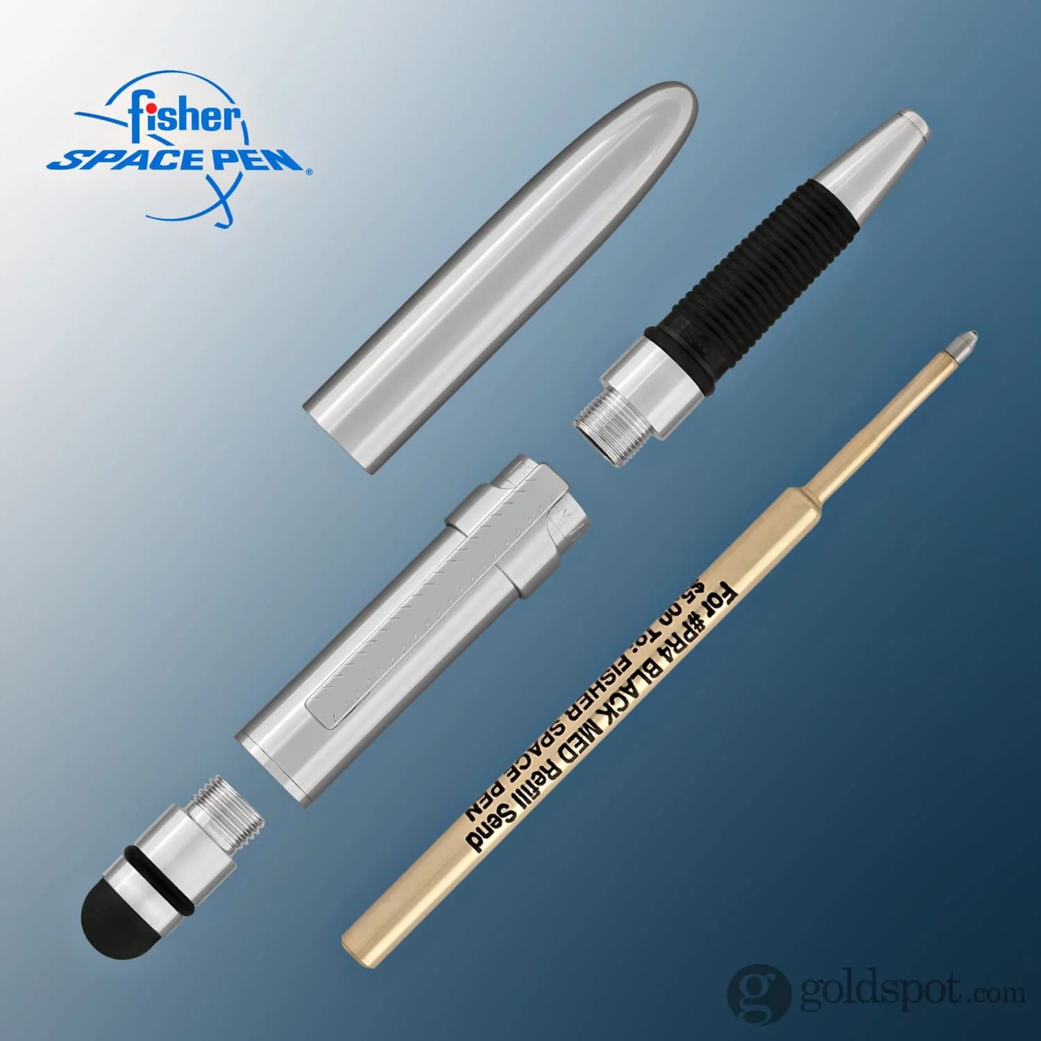 Fisher Space Pen Bullet Grip Ballpoint Pen with Stylus & Clip in Chrome - Image 6