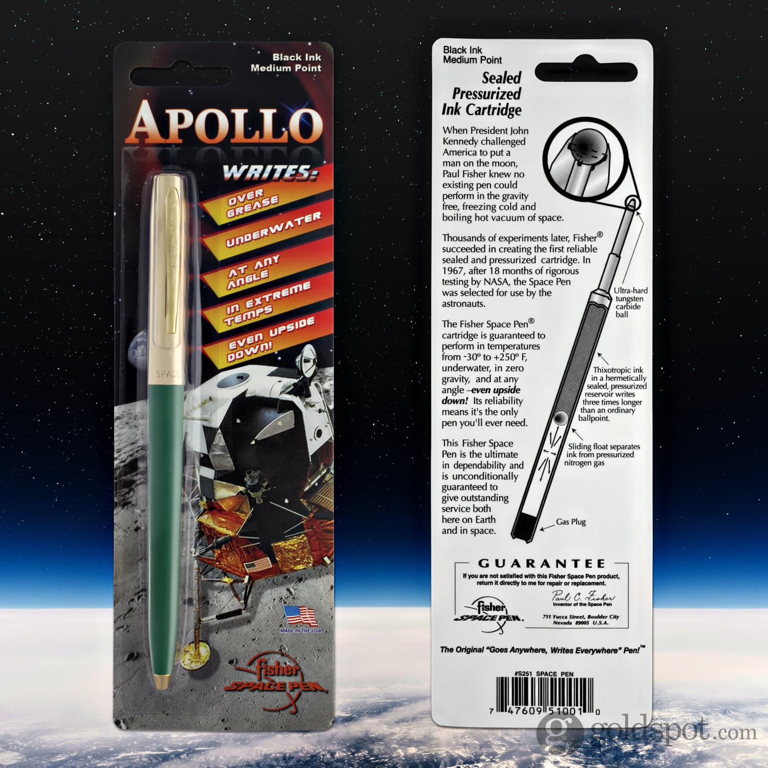 Fisher Space Pen Cap-O-Matic Ballpoint Pen in Green with Brass Trim - Image 5
