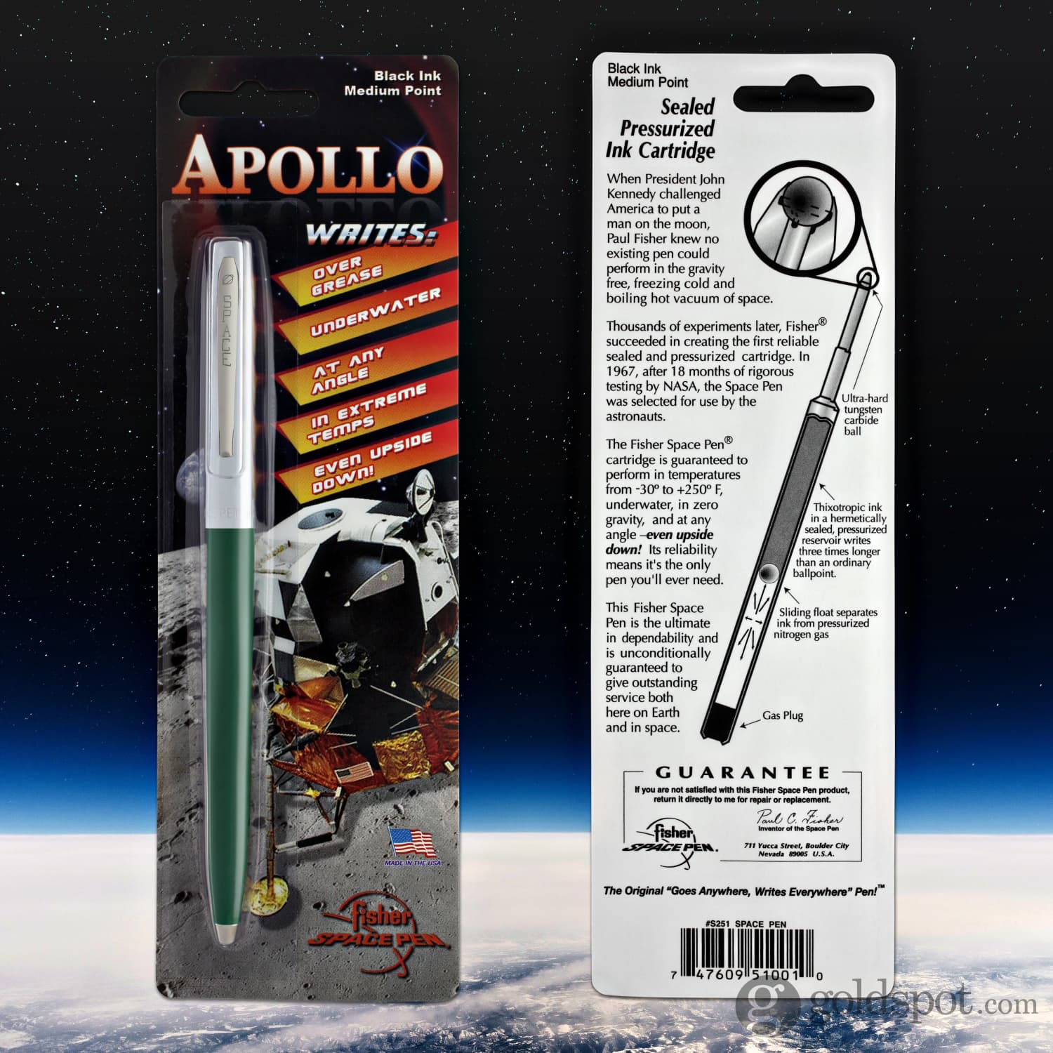 Fisher Space Pen Cap-O-Matic Ballpoint Pen in Green & Chrome - Image 5
