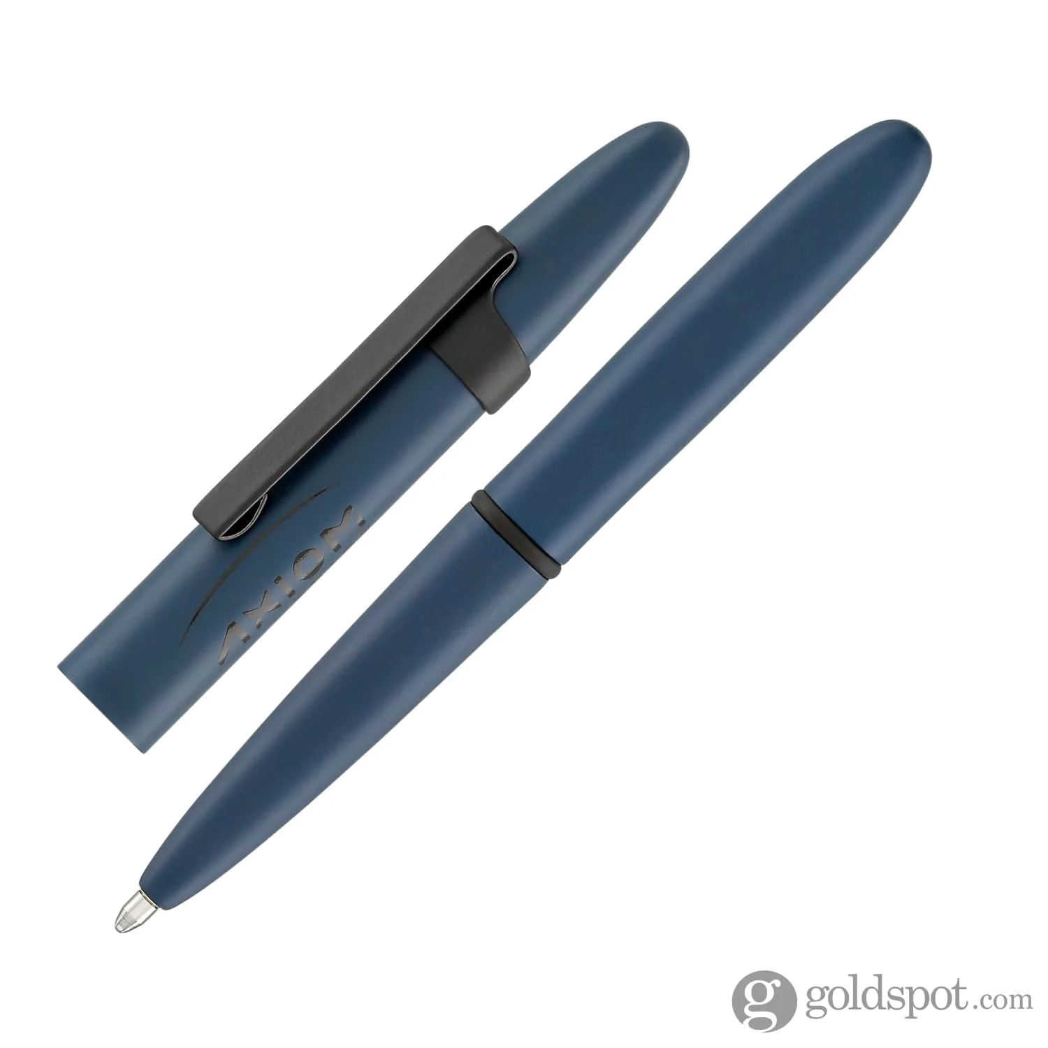 Fisher Space Pen Bullet Ballpoint Pen in Elite Navy Blue CerakoteĀ® with Matte Black Clip & Axiom Space Logo - Image 2