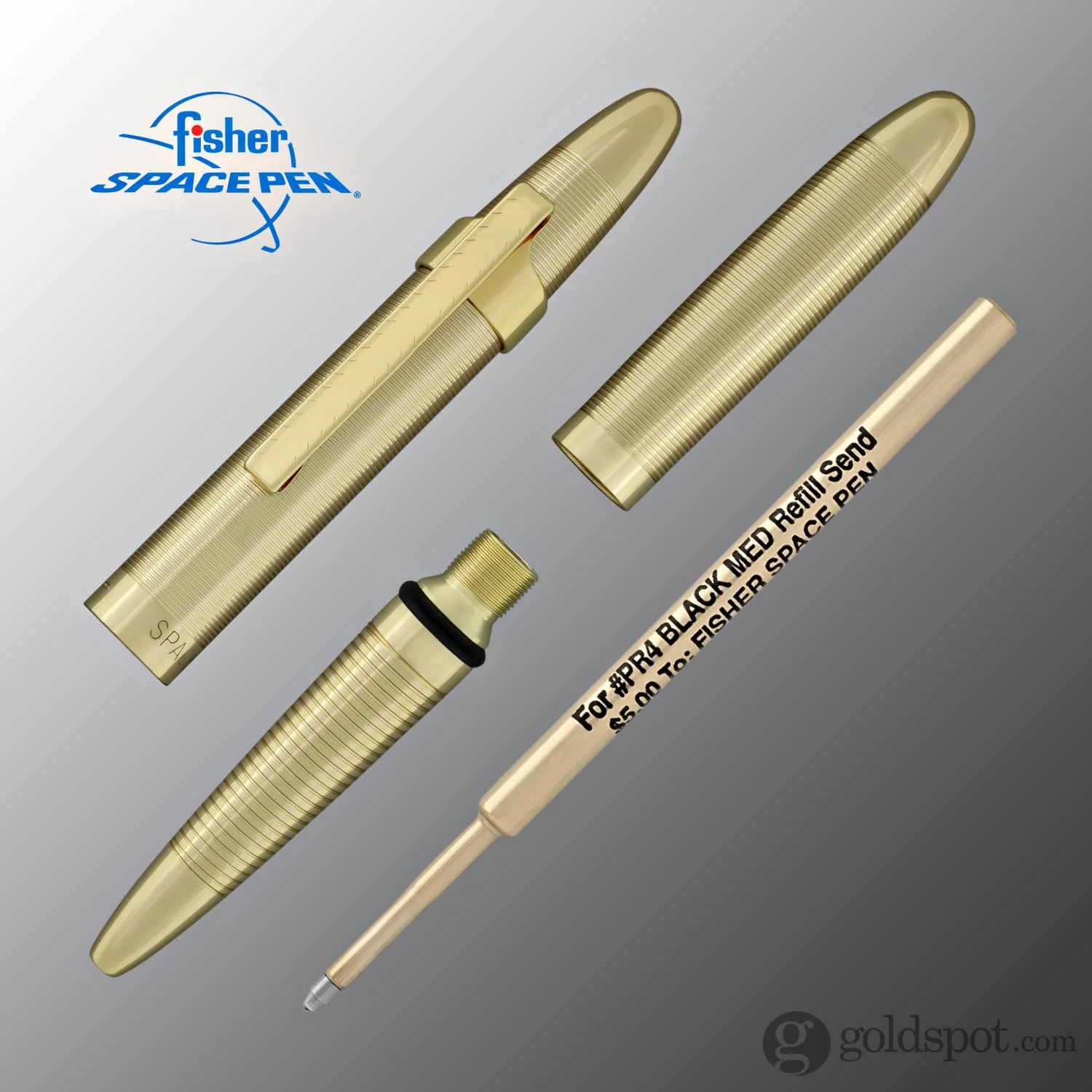 Fisher Space Pen Bullet Ballpoint Pen in Lacquered Brass with Clip - Image 6