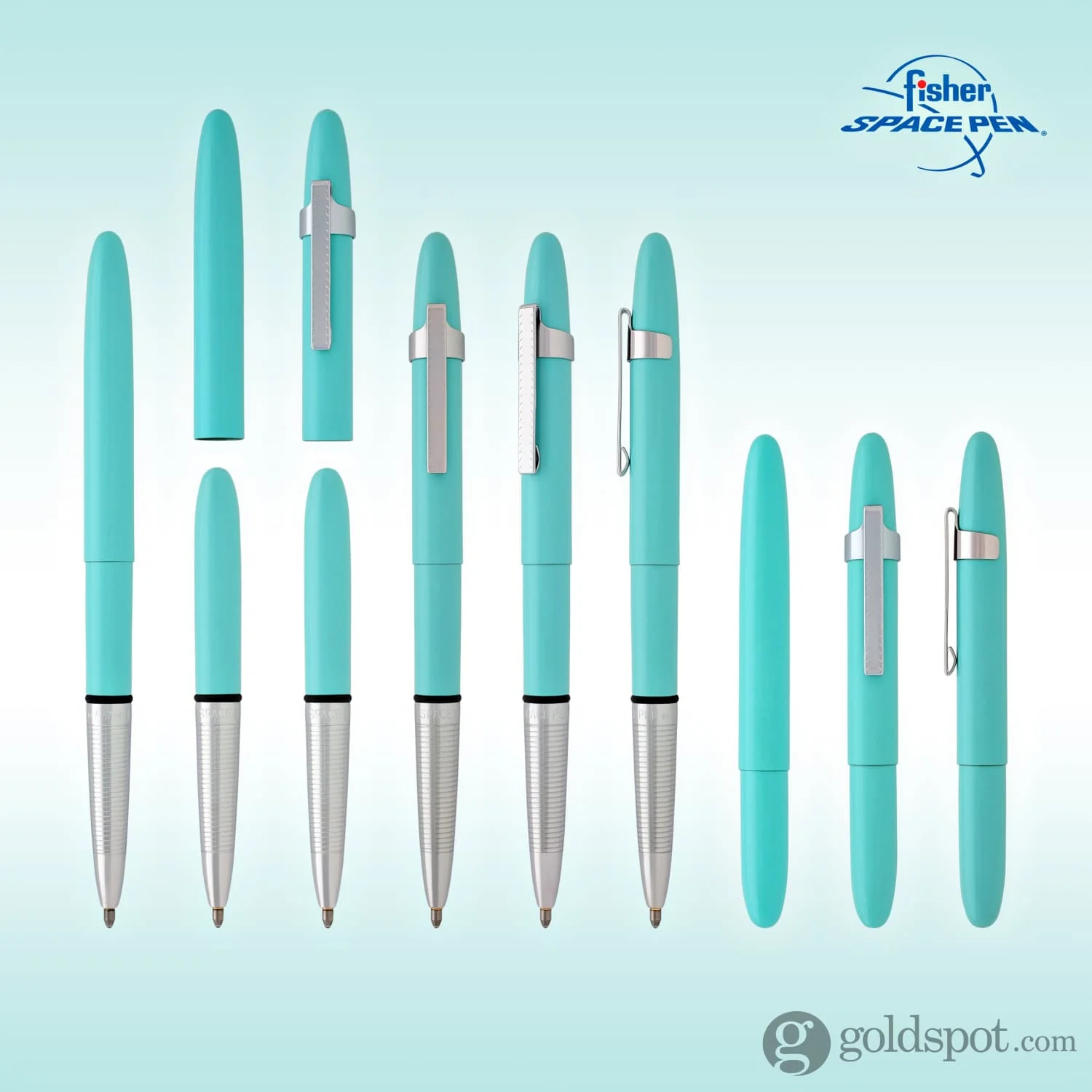 Fisher Space Pen Bullet Ballpoint Pen with Chrome Clip in Tahitian Blue - Image 9