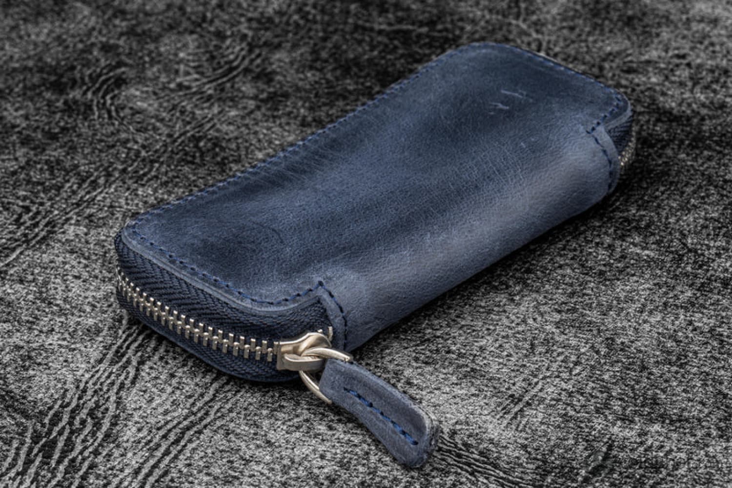 Galen Leather 2 Pen Case for Kaweco - Pocket Pen in Crazy Horse Navy Blue - Image 3
