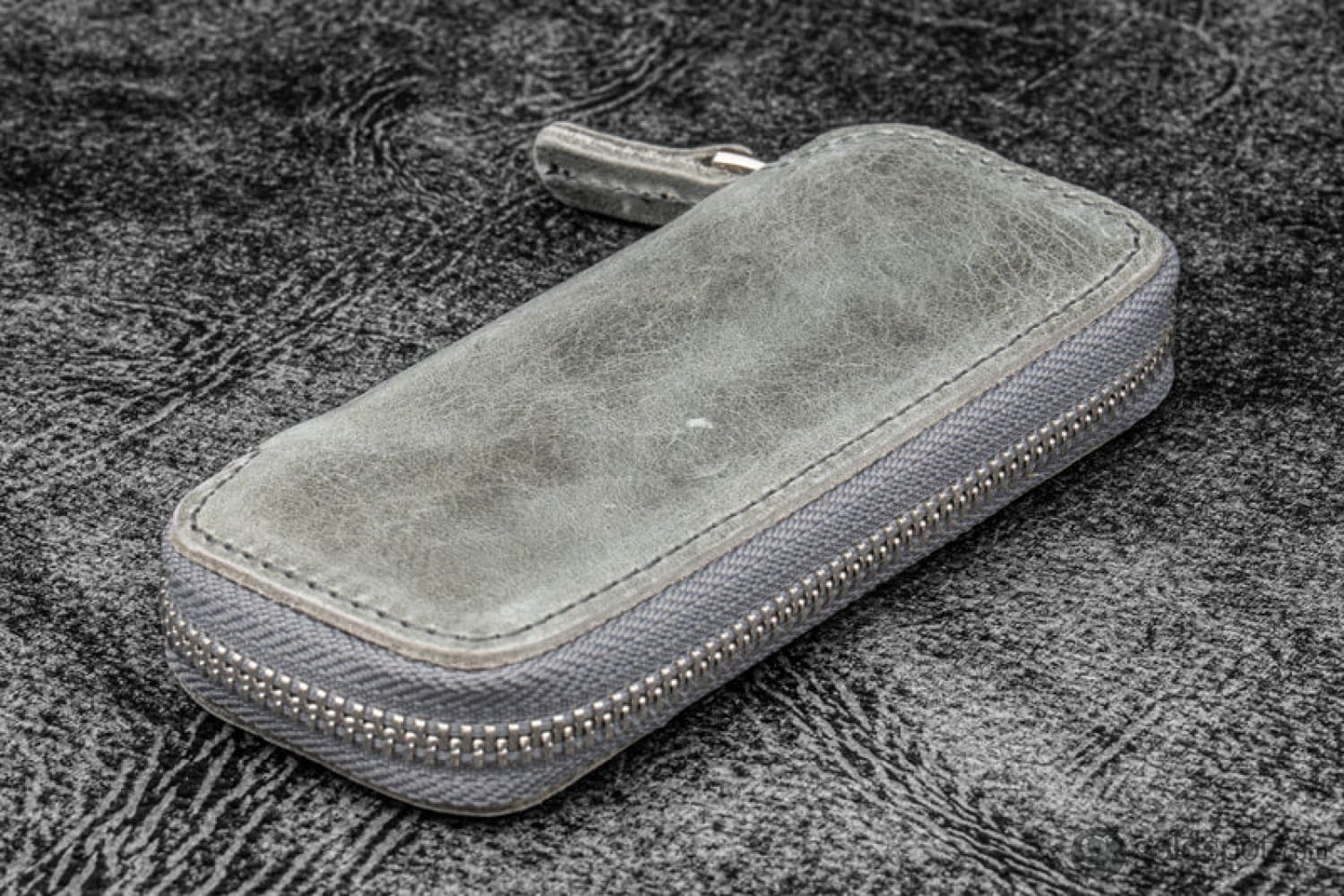 Galen Leather 2 Pen Case for Kaweco - Pocket Pen in Crazy Horse Smokey Grey - Image 2
