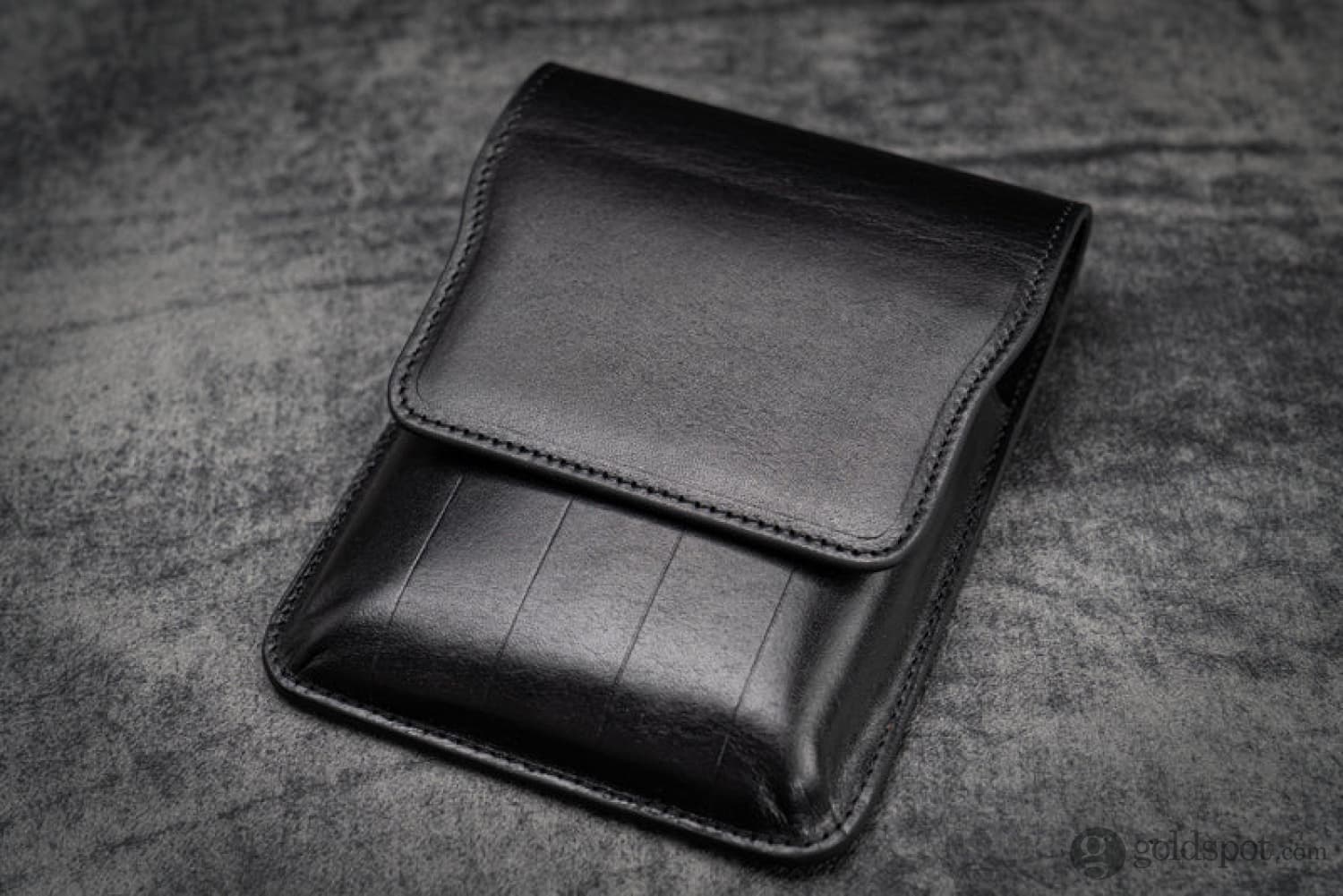 Galen Leather Five Slot Flap Pen Case in Black - Image 3