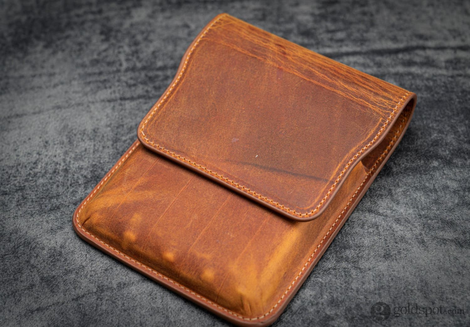 Galen Leather Five Slot Flap Pen Case in Crazy Horse Brown - Image 2