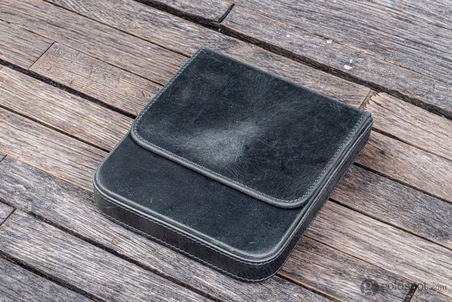 Galen Leather Magnum Opus 6 Slots Hard Pen Case in Crazy Horse Smokey Grey - Image 3