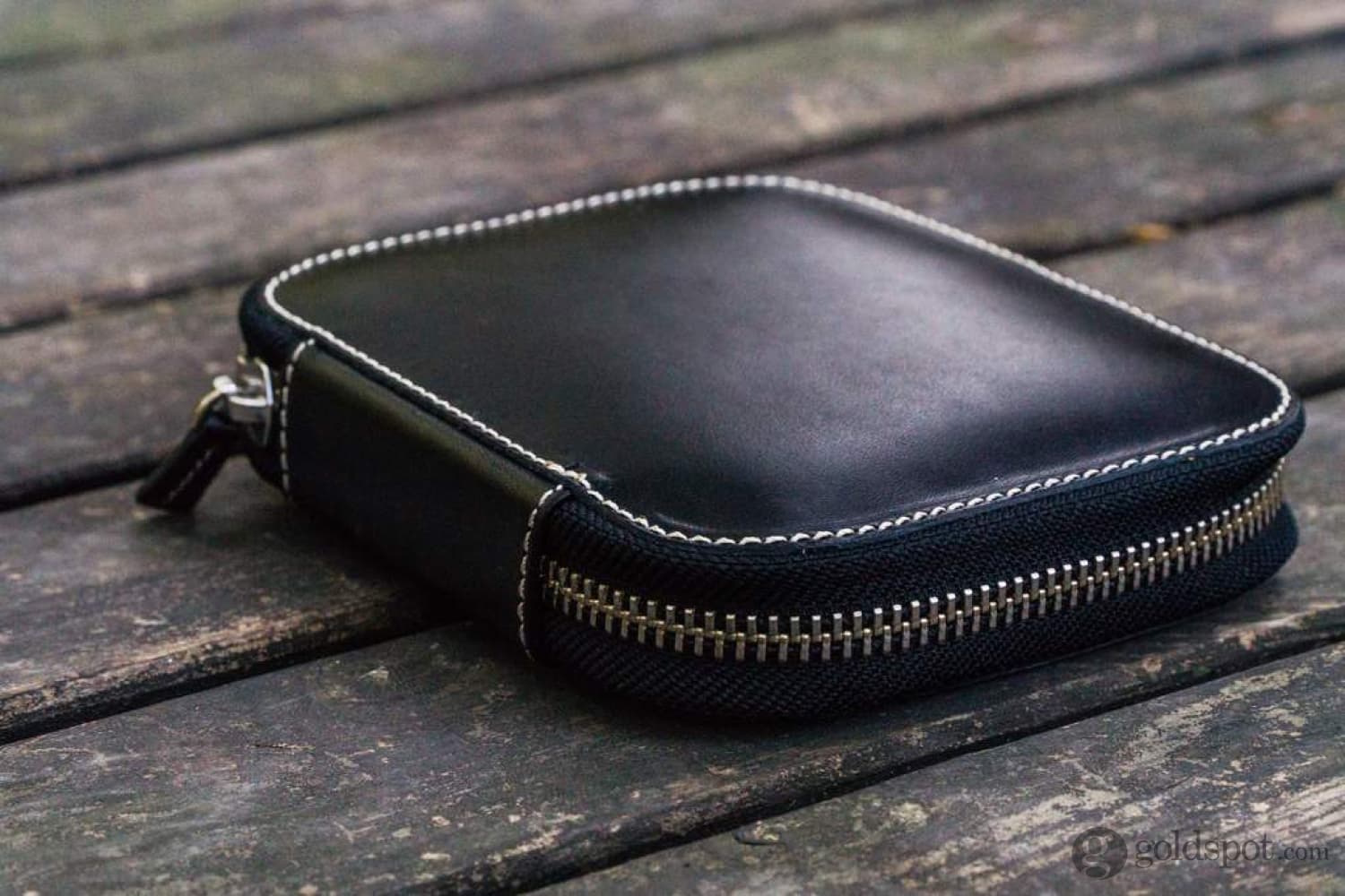 Galen Leather Pen Case Zippered 10 Slots in Black - Image 3